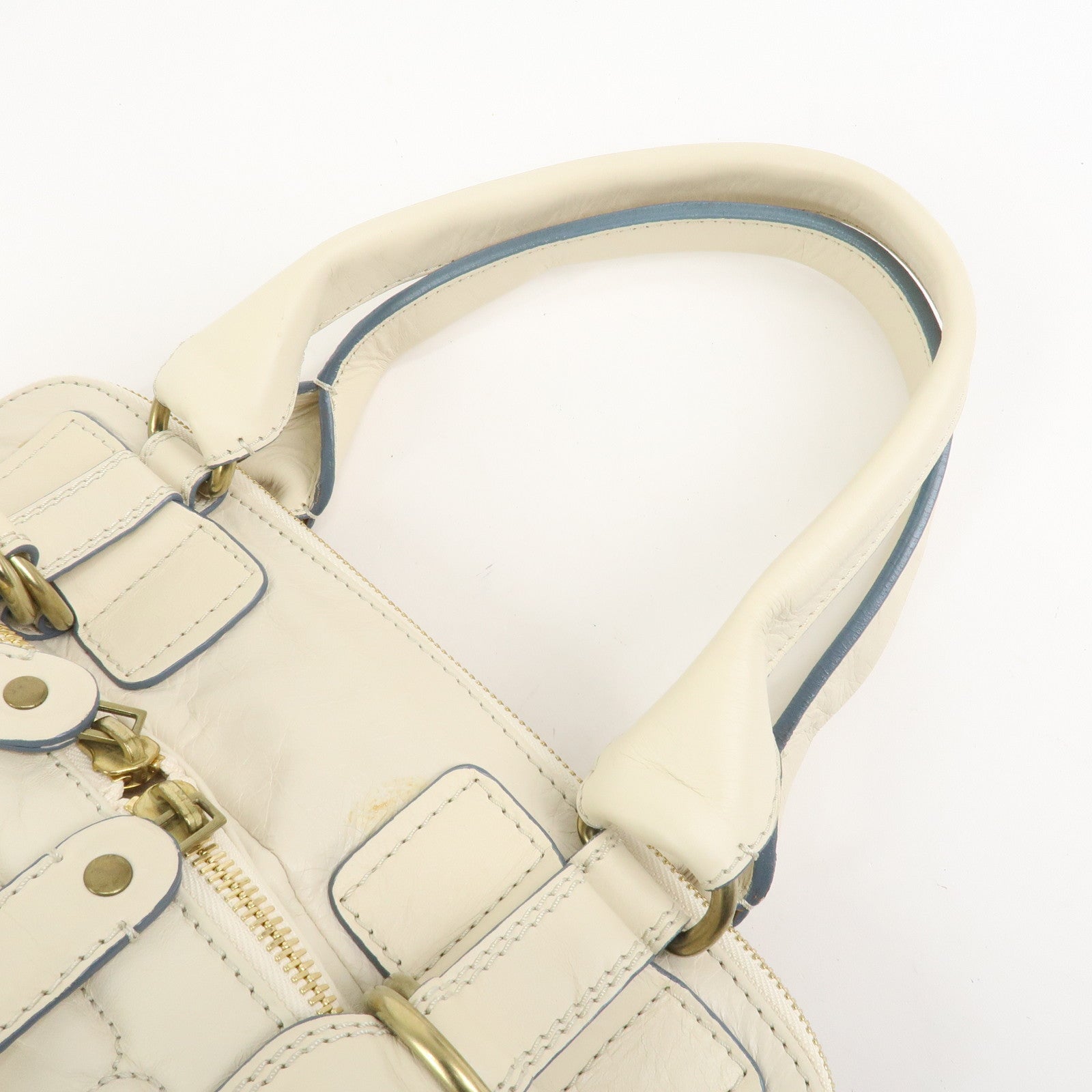 Chloe Bay Leather Hand Bag Shoulder Bag Ivory