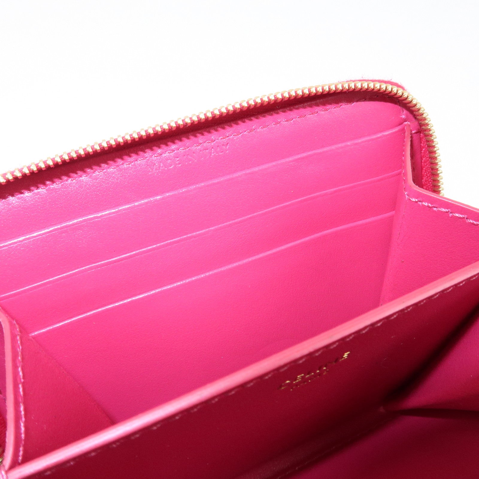 CELINE Logo Leather Coin Case Coin Purse Pink