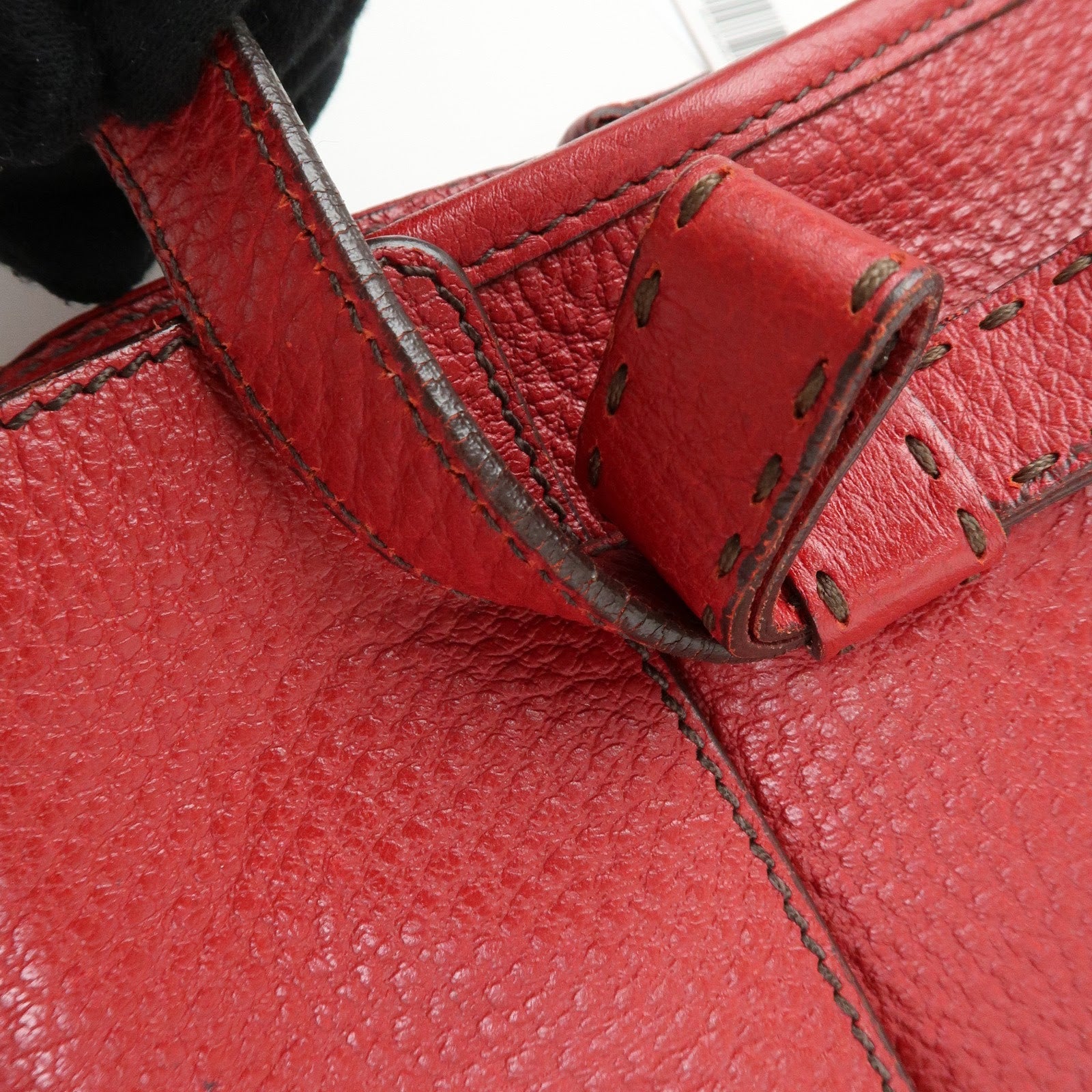 PRADA Triangle Logo Leather Shoulder Bag Satchel Bag Hand Bag Red