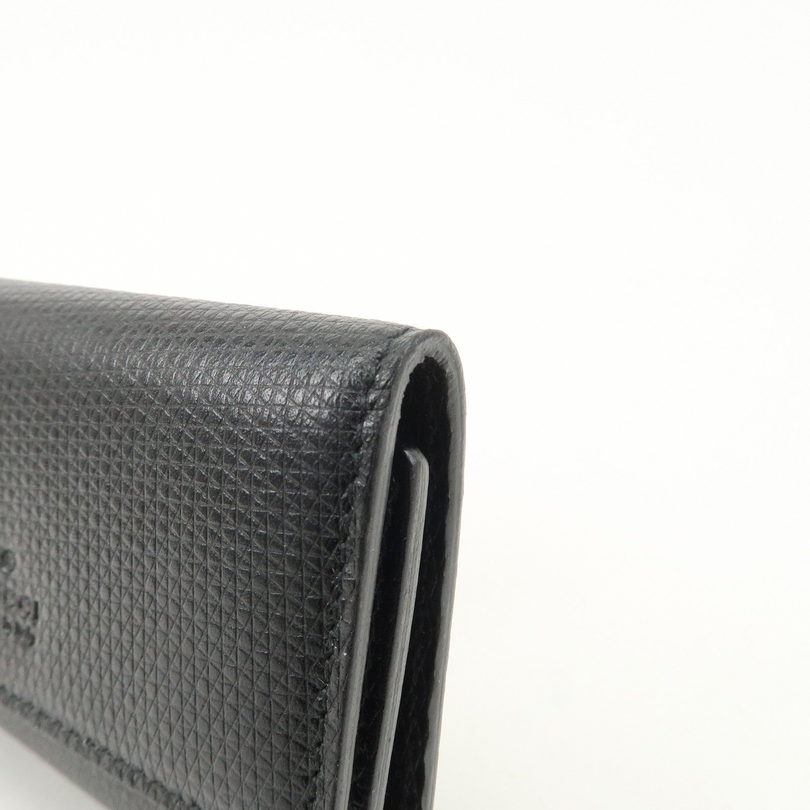 GUCCI Logo Leather 6 Rings Key Case Black 04579