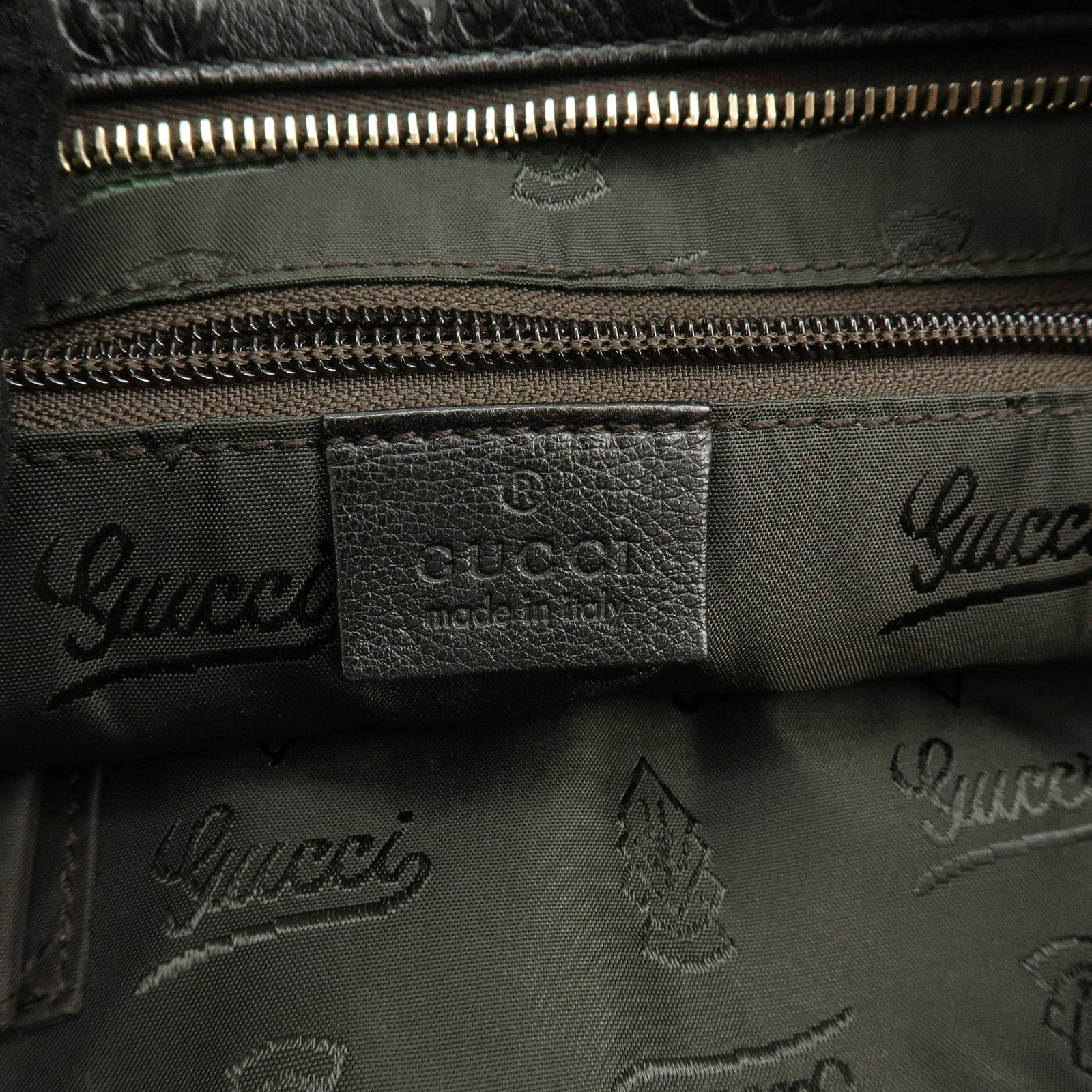 GUCCI Guccissima Leather Shoulder Bag Crossbody Bag Dark Brown
