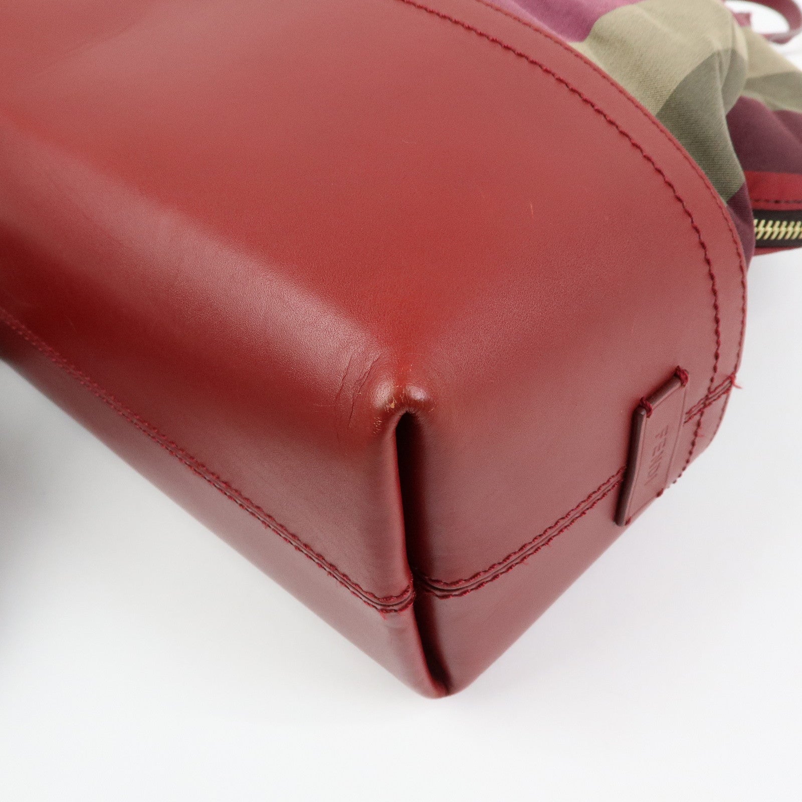 FENDI Chameleon Pequin Canvas Leather Shoulder Bag Tote Bag 8BN232