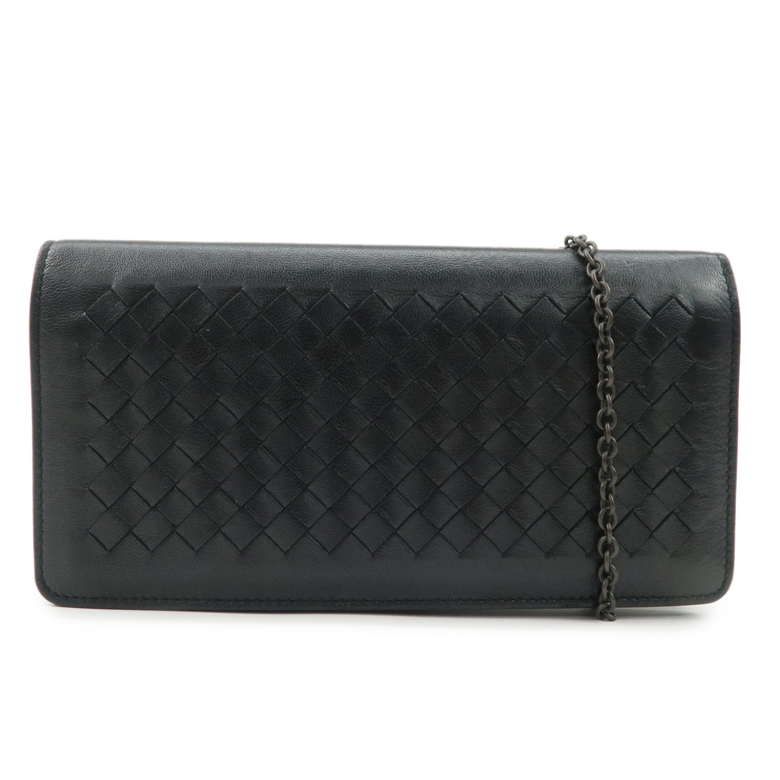 BOTTEGA VENETA Intrecciato Leather Chain Wallet Black