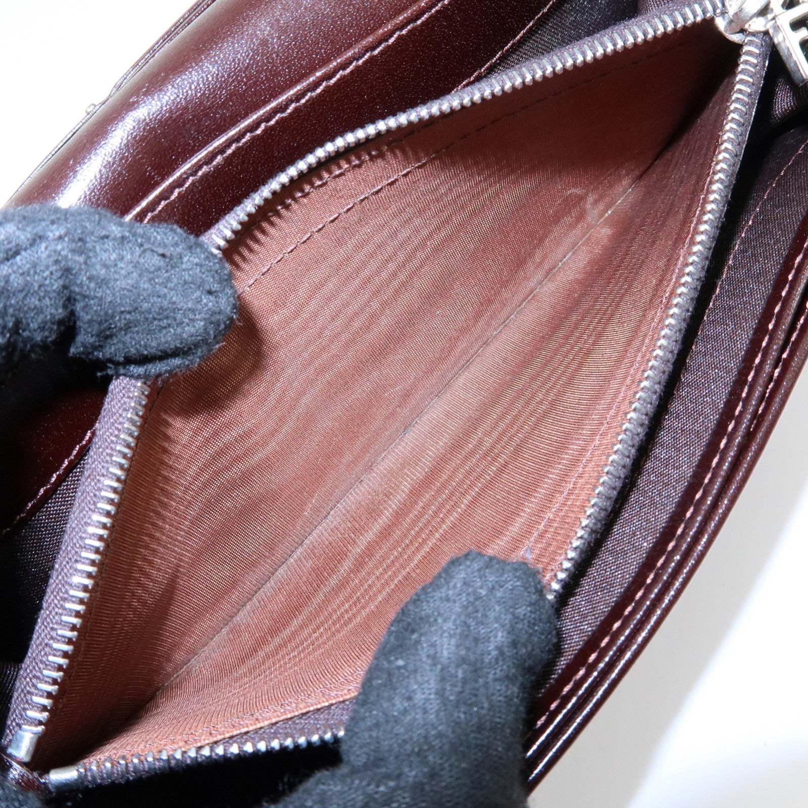 FENDI Zucca Canvas Leather Bi-fold Long Wallet Brown 30851