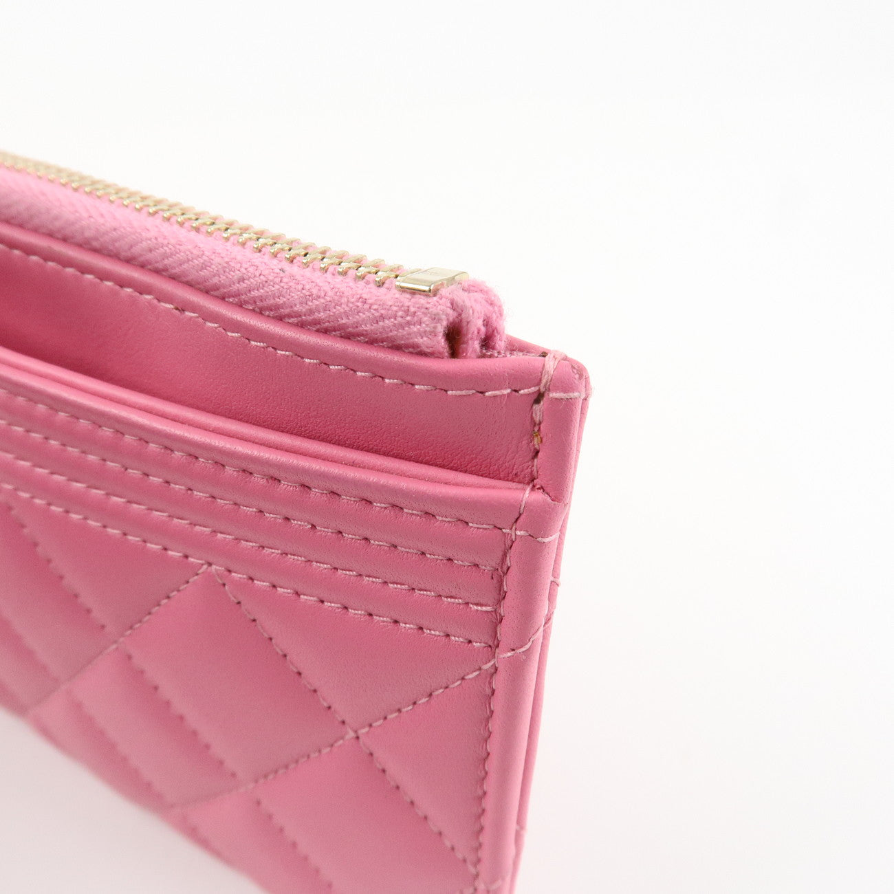 CHANEL Lamb Skin Matelasse Boy Chanel COCO Mark Fragment Case Used