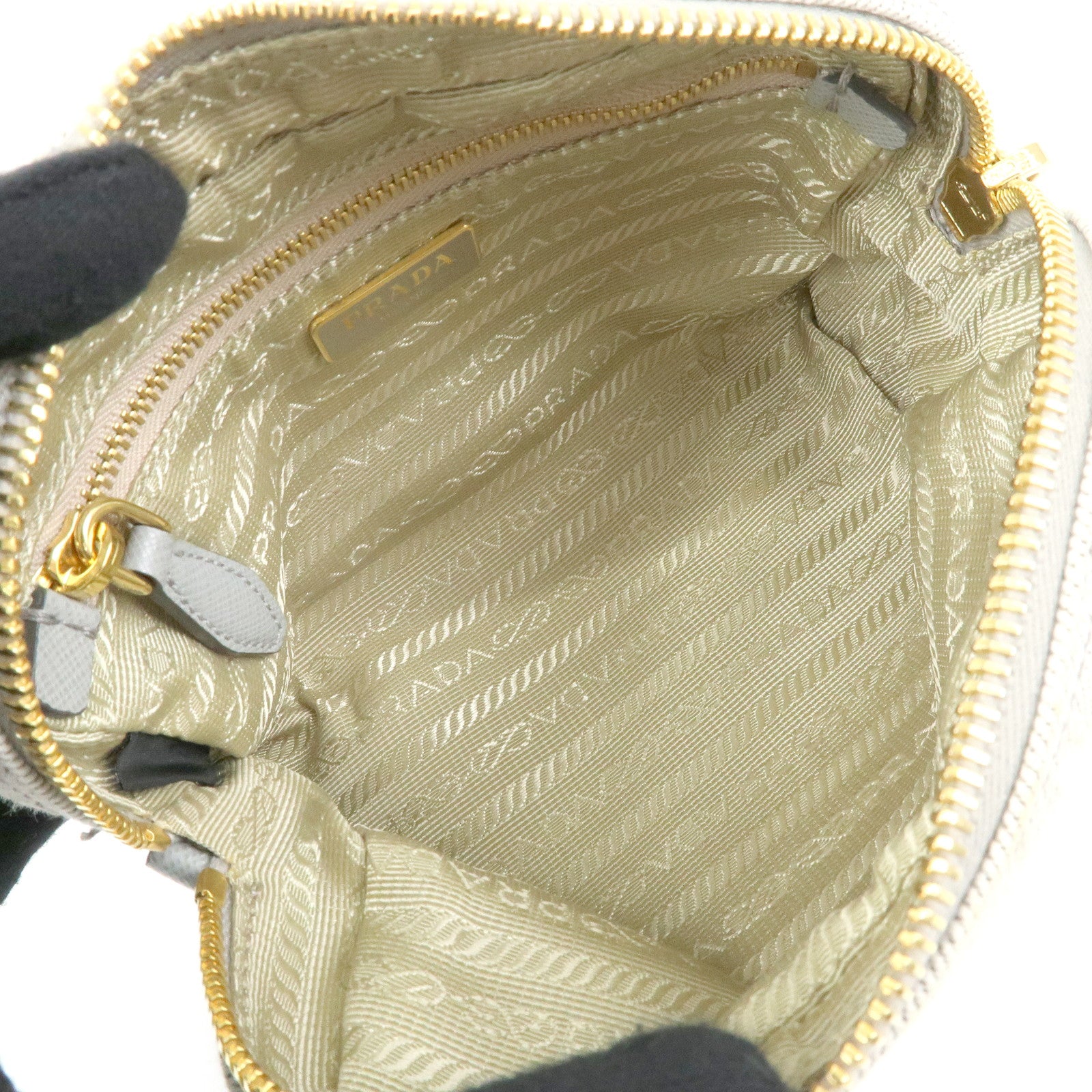 PRADA Triangle Logo Canvas Cosmetic Pouch Accessory Pouch Gray