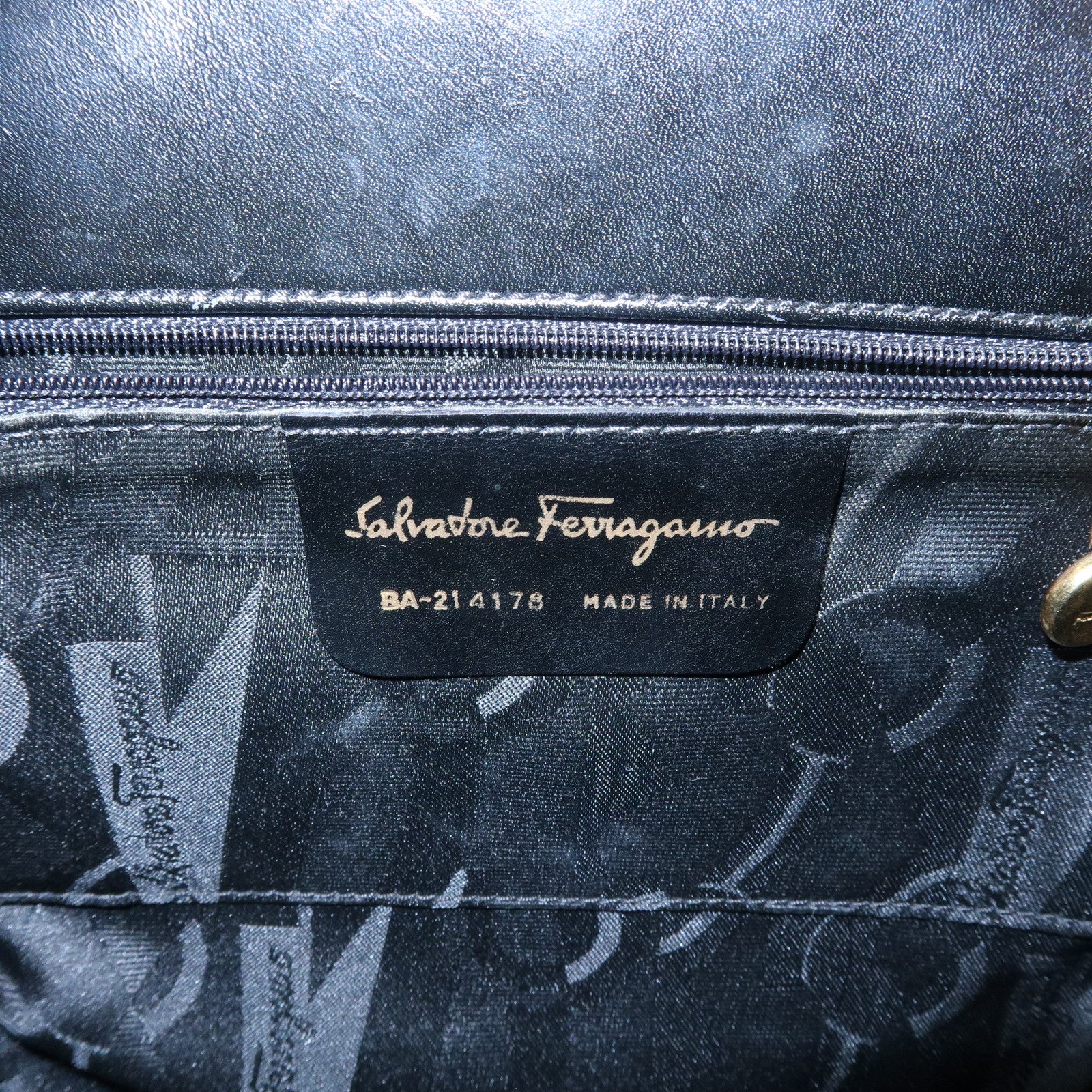 Ferragamo Vara Leather 2Way Hand Bag Shoulder Bag Black Used