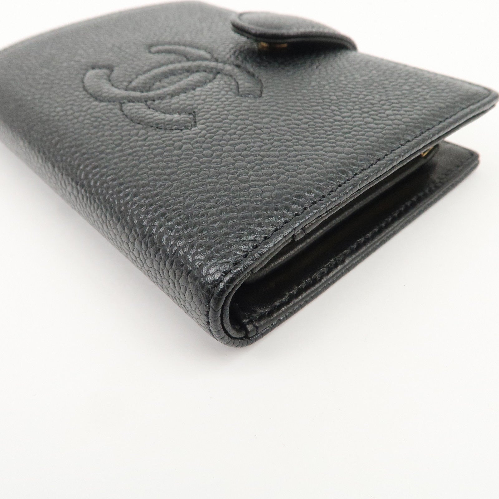 CHANEL COCO Mark Caviarskin Bi-fold Small Wallet Black A13497
