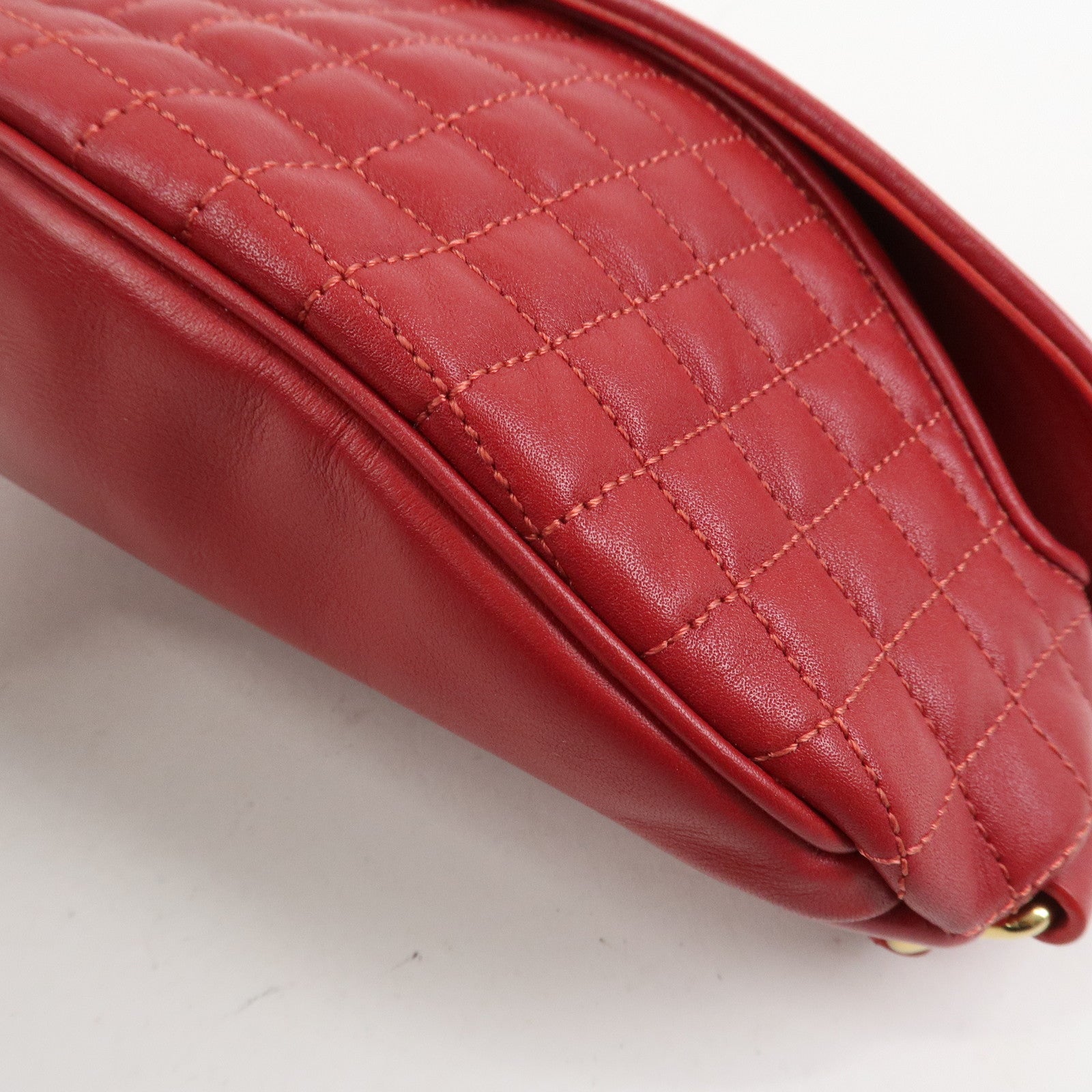 CELINE Leather C Charm Waist Bag Body Bag Red