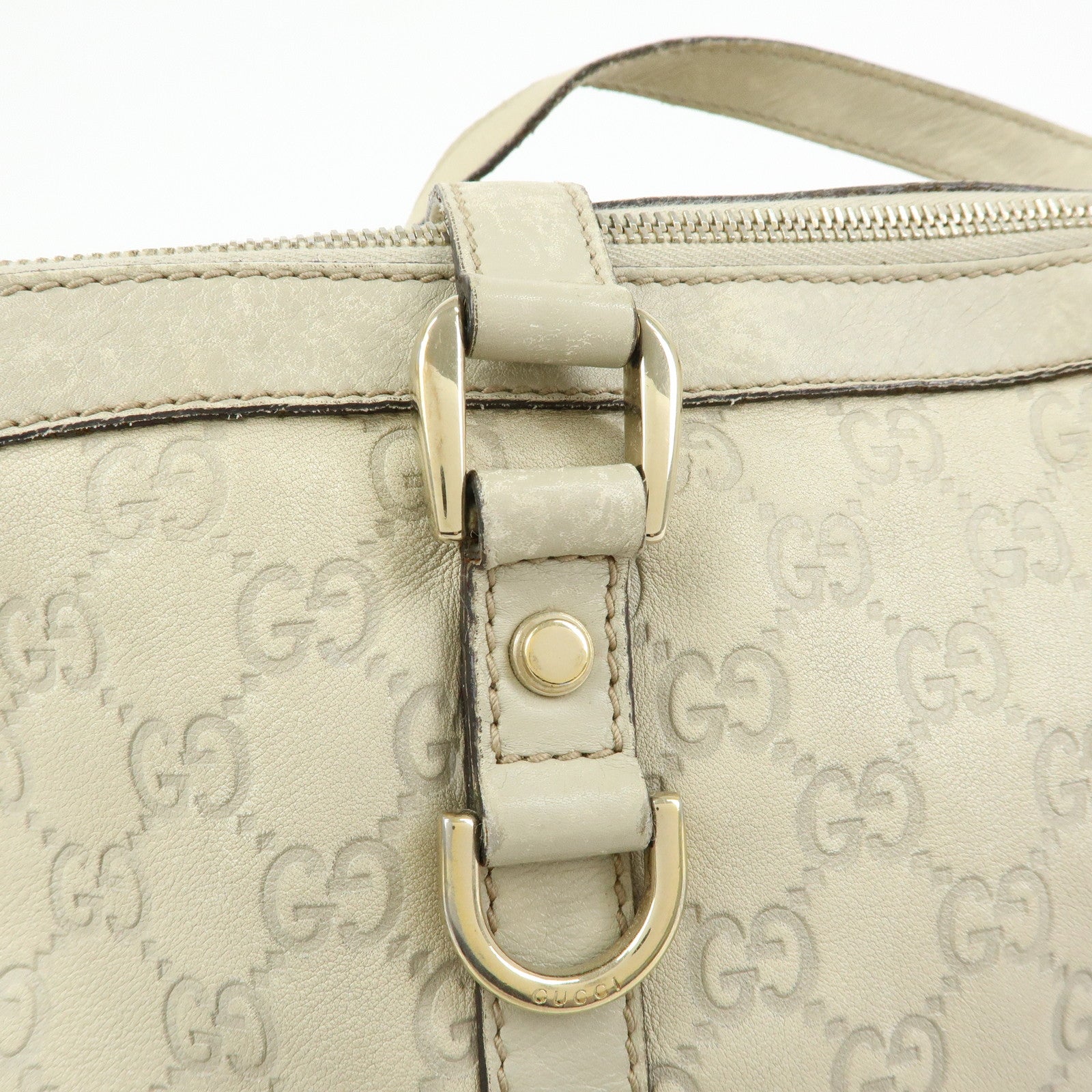 GUCCI Abbey GG Canvas Tote Bag Shoulder Bag White 141470
