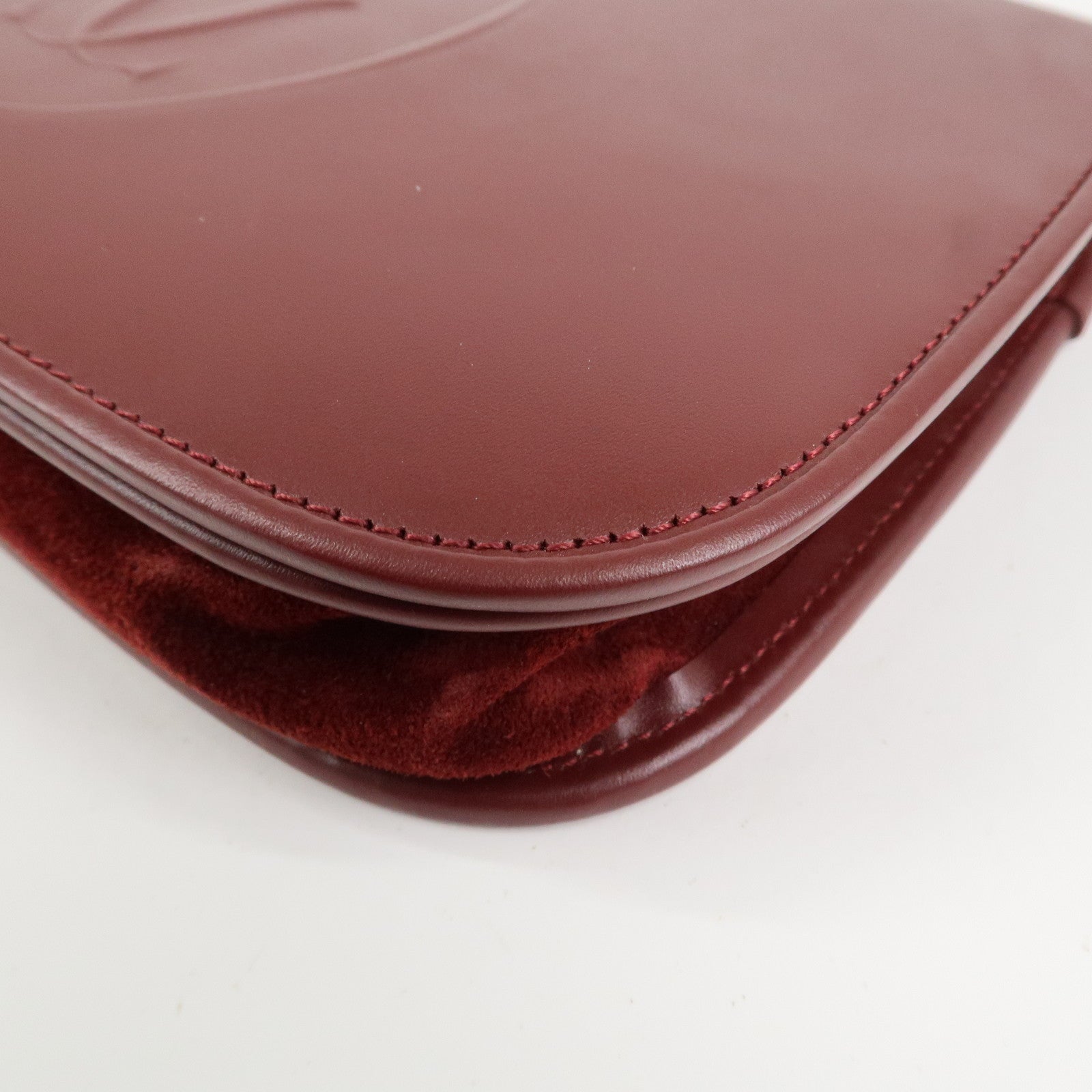 Cartier Must De Cartier Calf Leather Shoulder Bag Hand Bag Burgundy