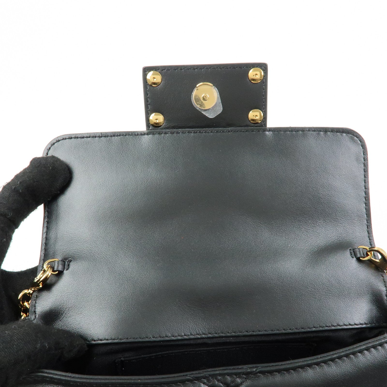 VERSACE Medusa Leather Chain Shoulder Bag Crossbody Bag Black