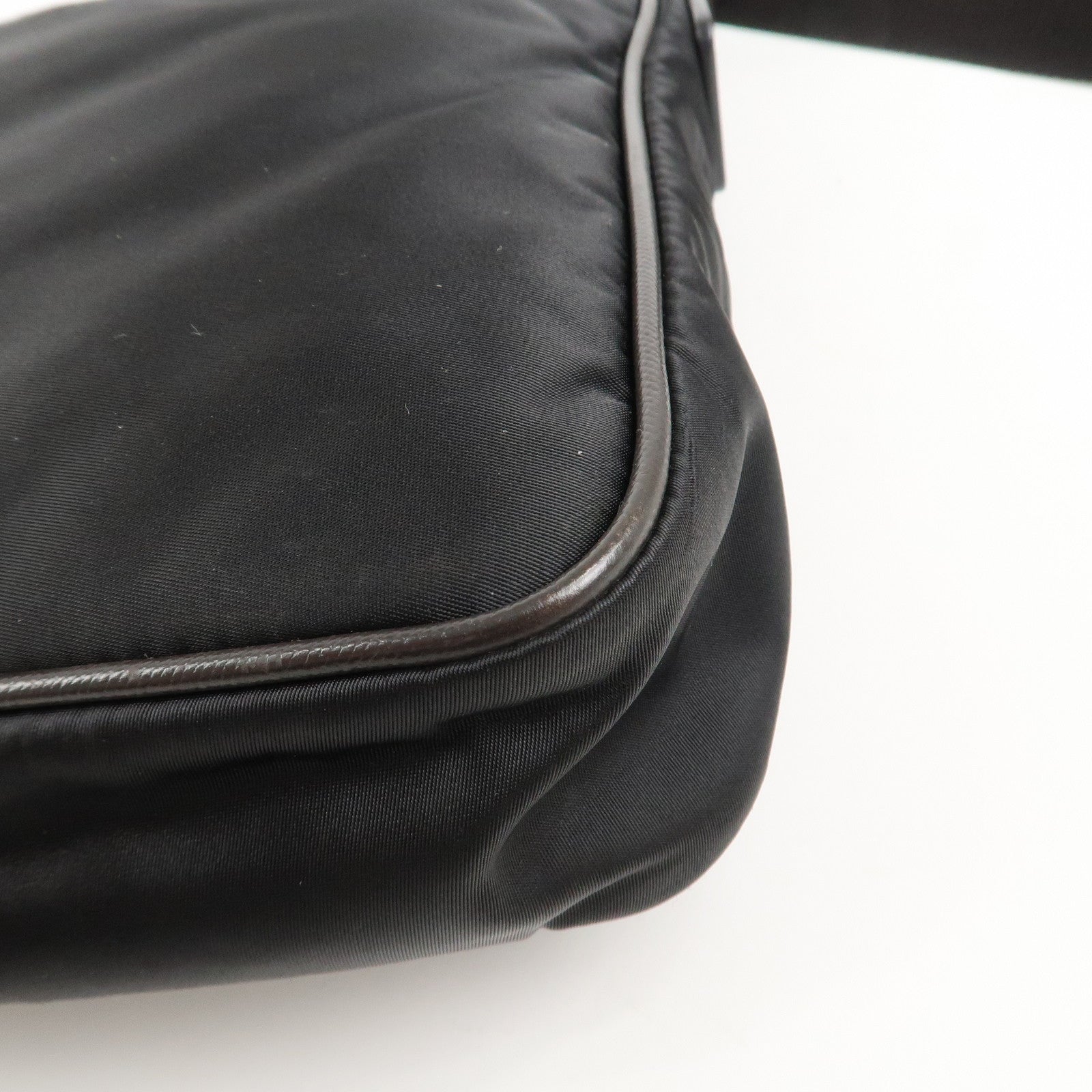 PRADA Triangle Logo Nylon Shoulder Bag Hand Bag Black