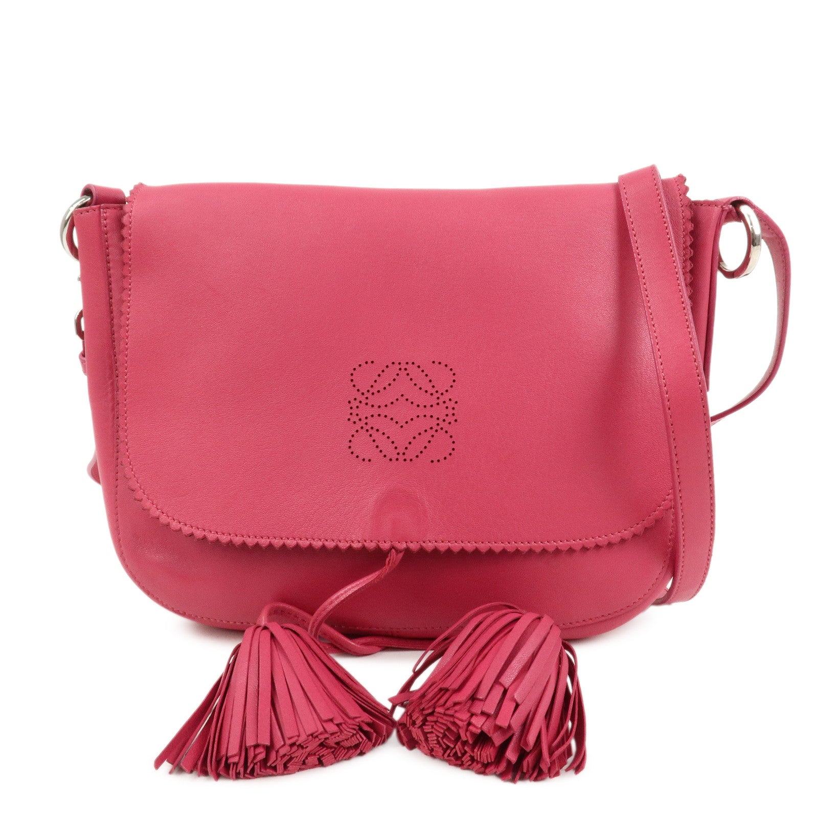 LOEWE Anagram Leather Shoulder Bag Crossbody Bag Pink