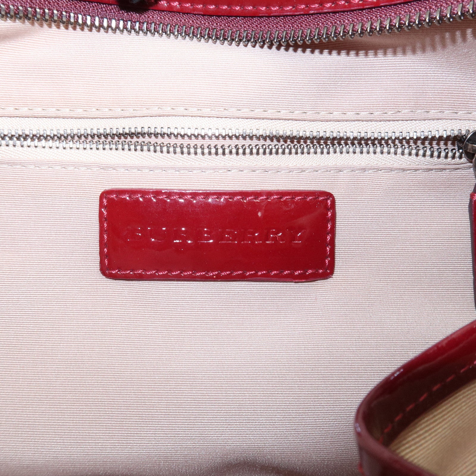 BURBERRY Patent Leather Nova Plaid PVC Shoulder Bag Hand Bag Beige Wine Used