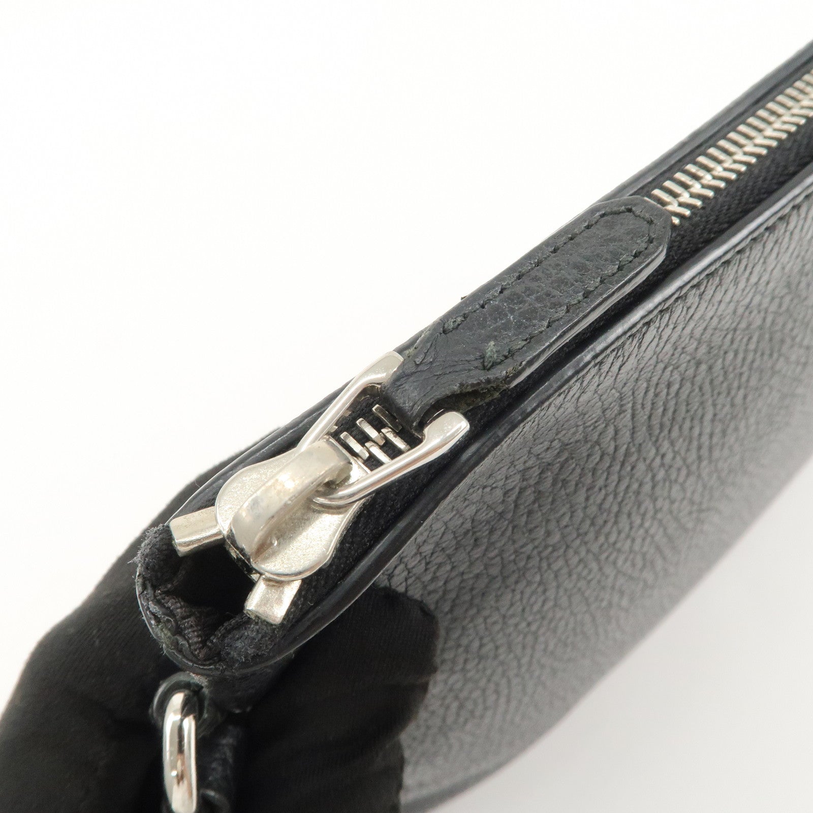 GUCCI Leather Clutch Bag Pouch Black Silver Hardware 546532 Used