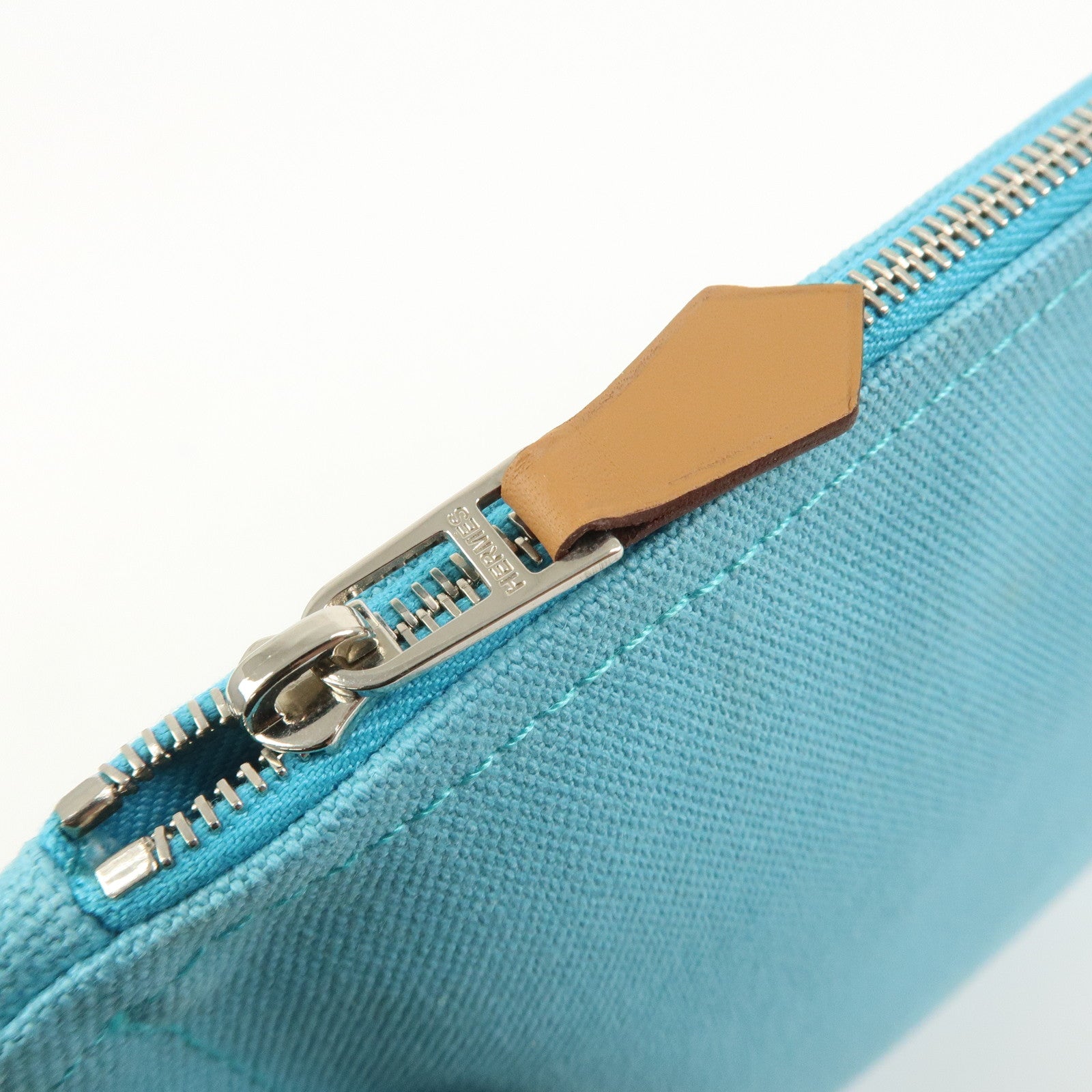 HERMES Bain Yachting Pouch GM Canvas Cosmetic Pouch Blue