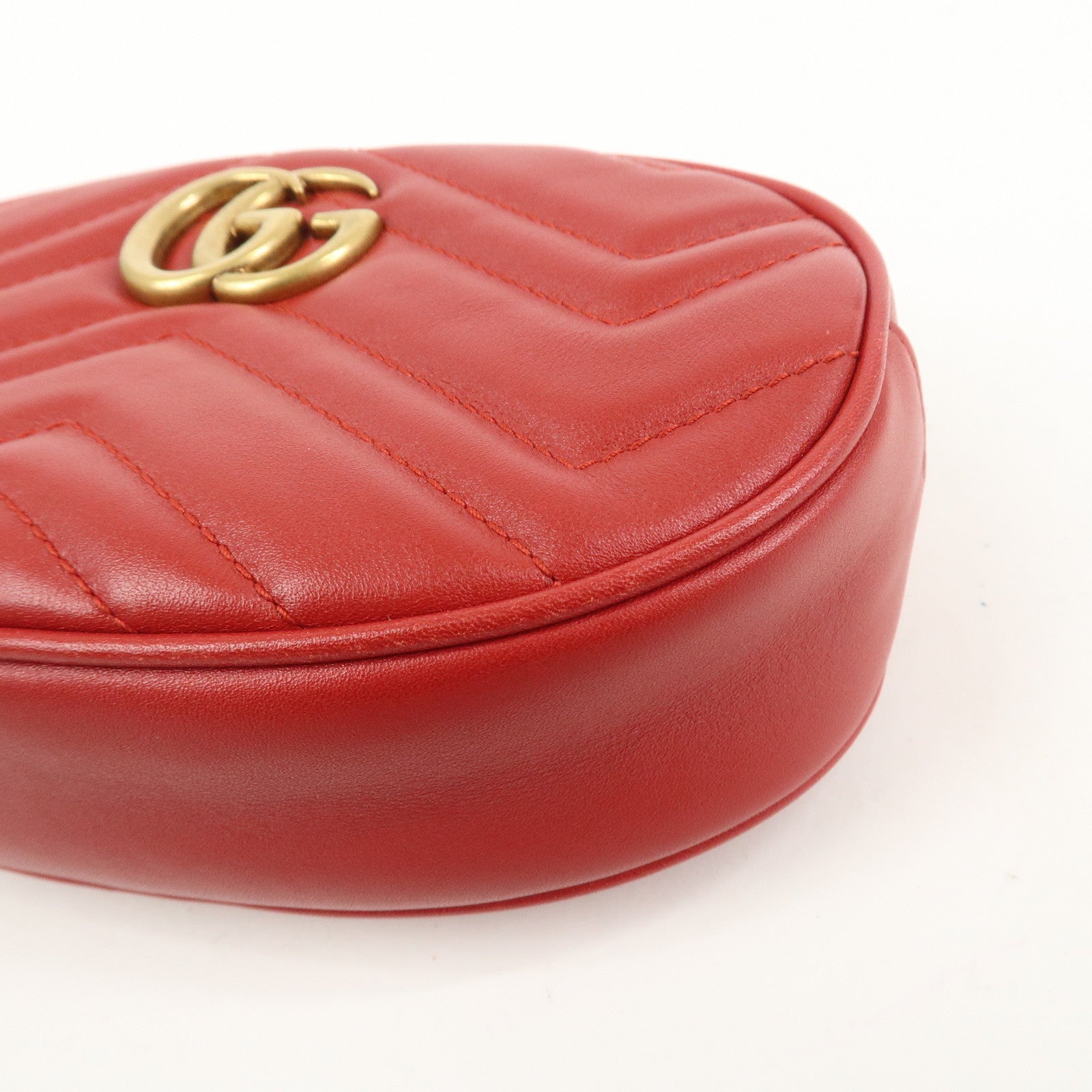 GUCCI GG Marmont Leather Waist Bag Crossbody Bag Red 476434