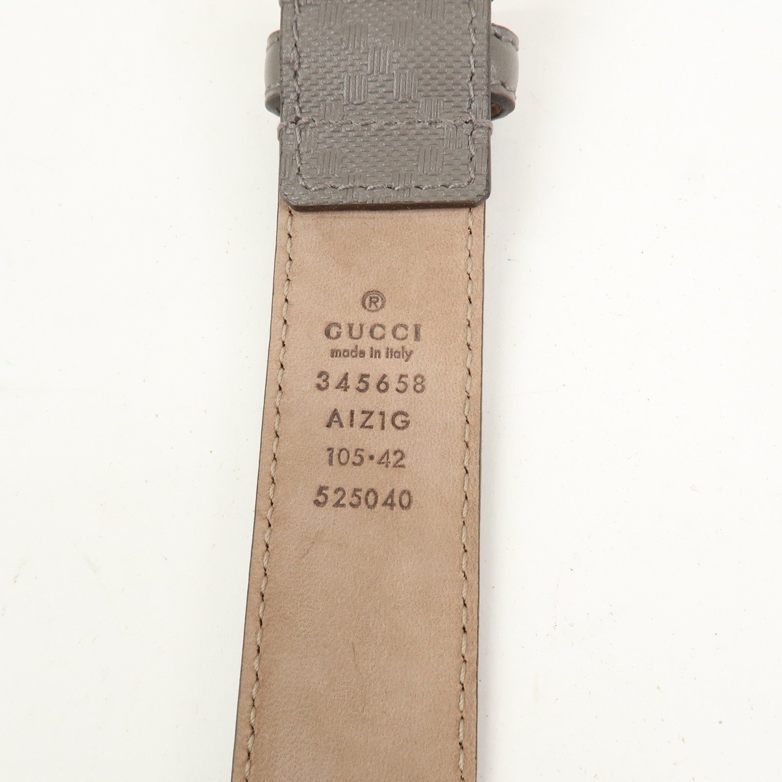 GUCCI Diamante GG Marmont Leather Belt 105/42 Gray 345658