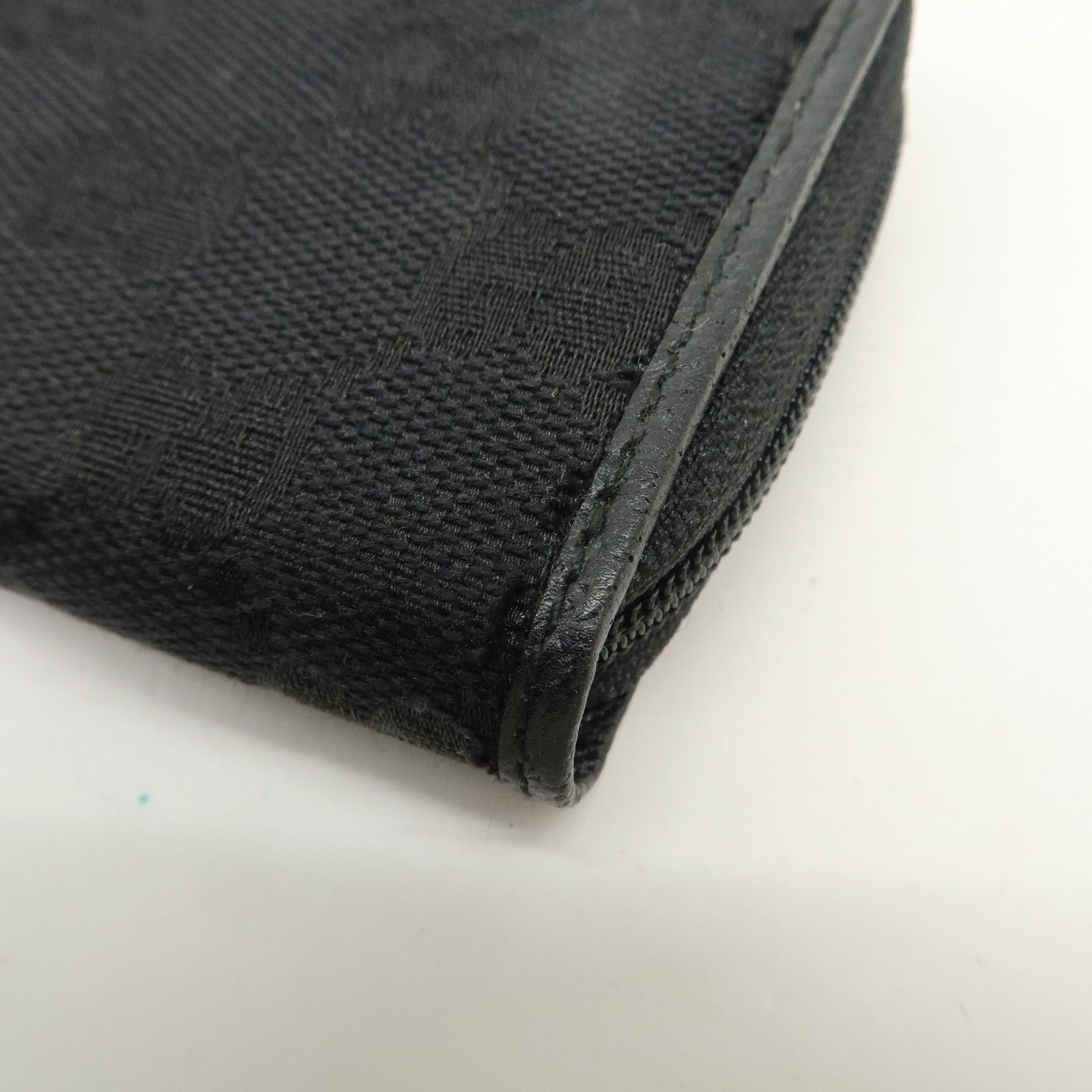 GUCCI GG Canvas Leather Coin Case Coin Purse Black 115255 Used