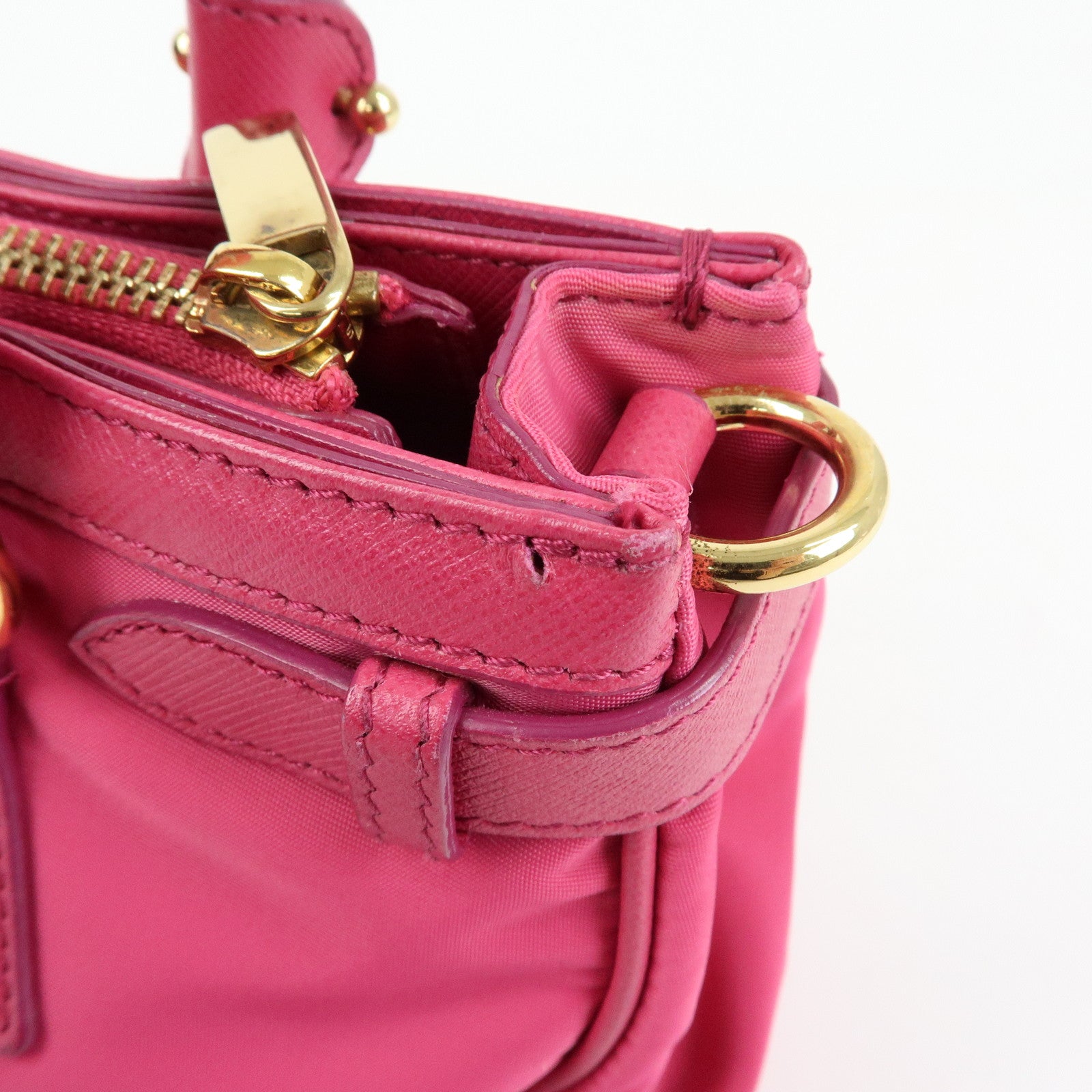 Ferragamo Gancini Nylon Leather 2Way Bag Hand Bag Pink