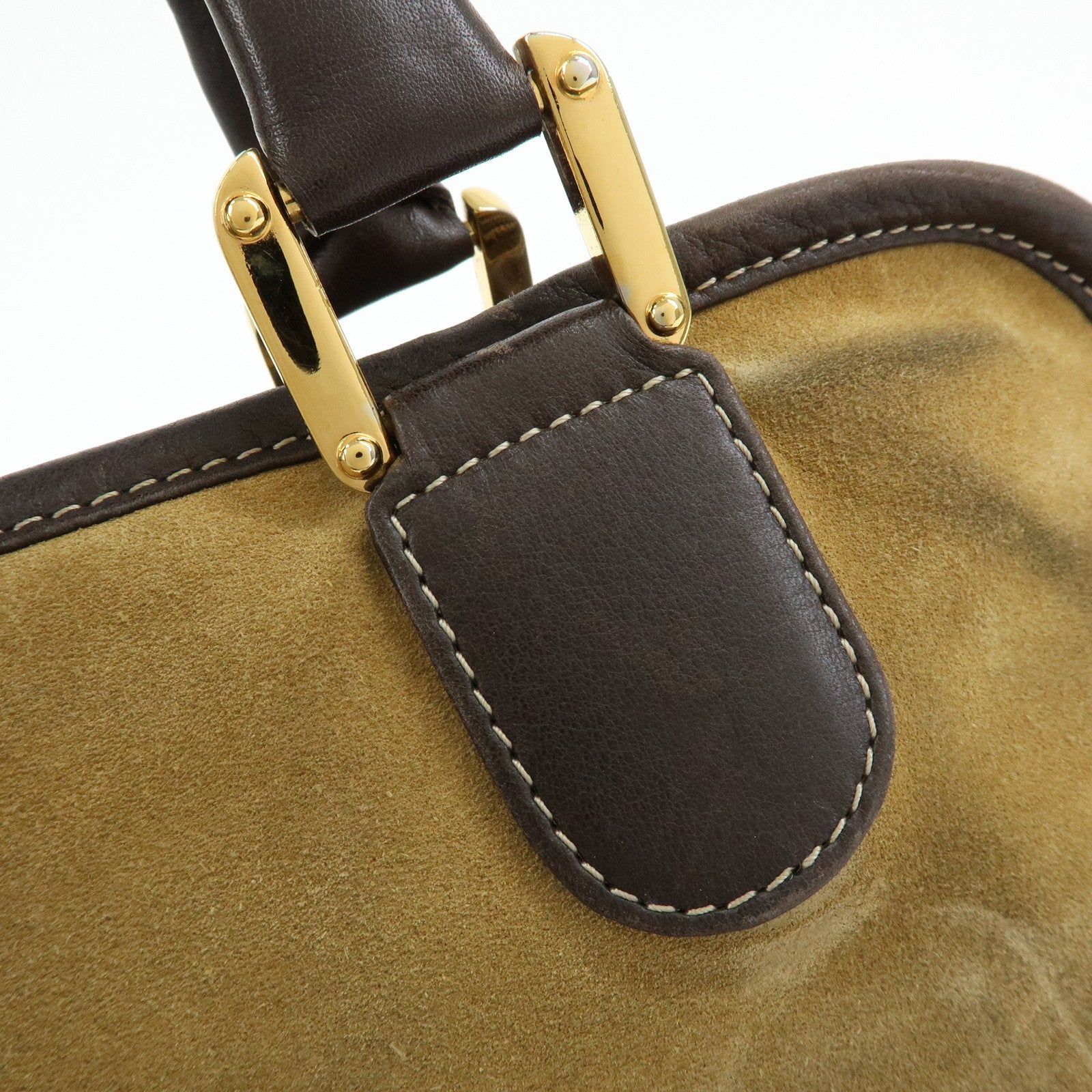 LOEWE Anagram Suede Leather Amazona 32 Hand Bag Boston Bag Brown