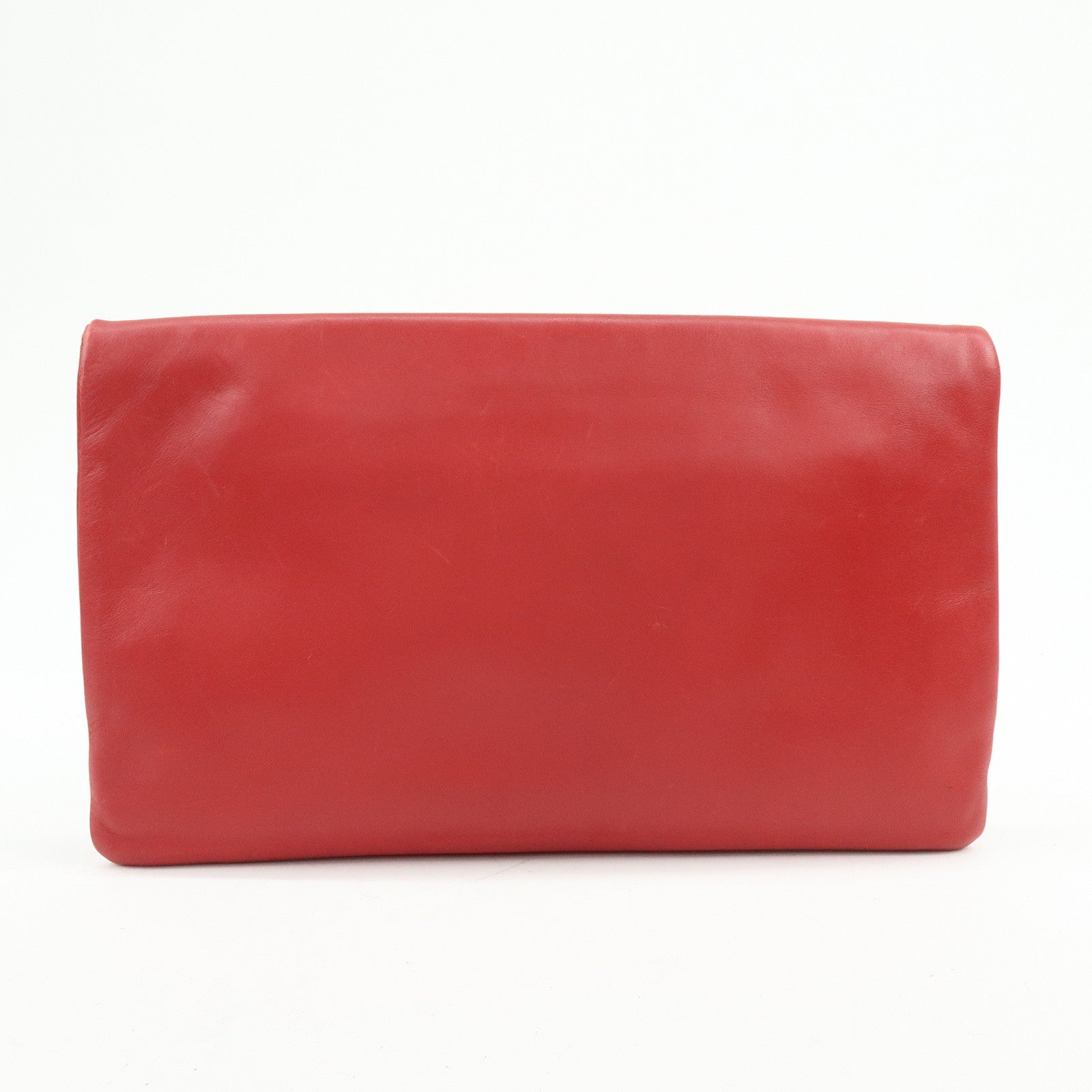 SAINT LAURENT PARIS Leather Clutch Bag Flat Pouch Red 328198