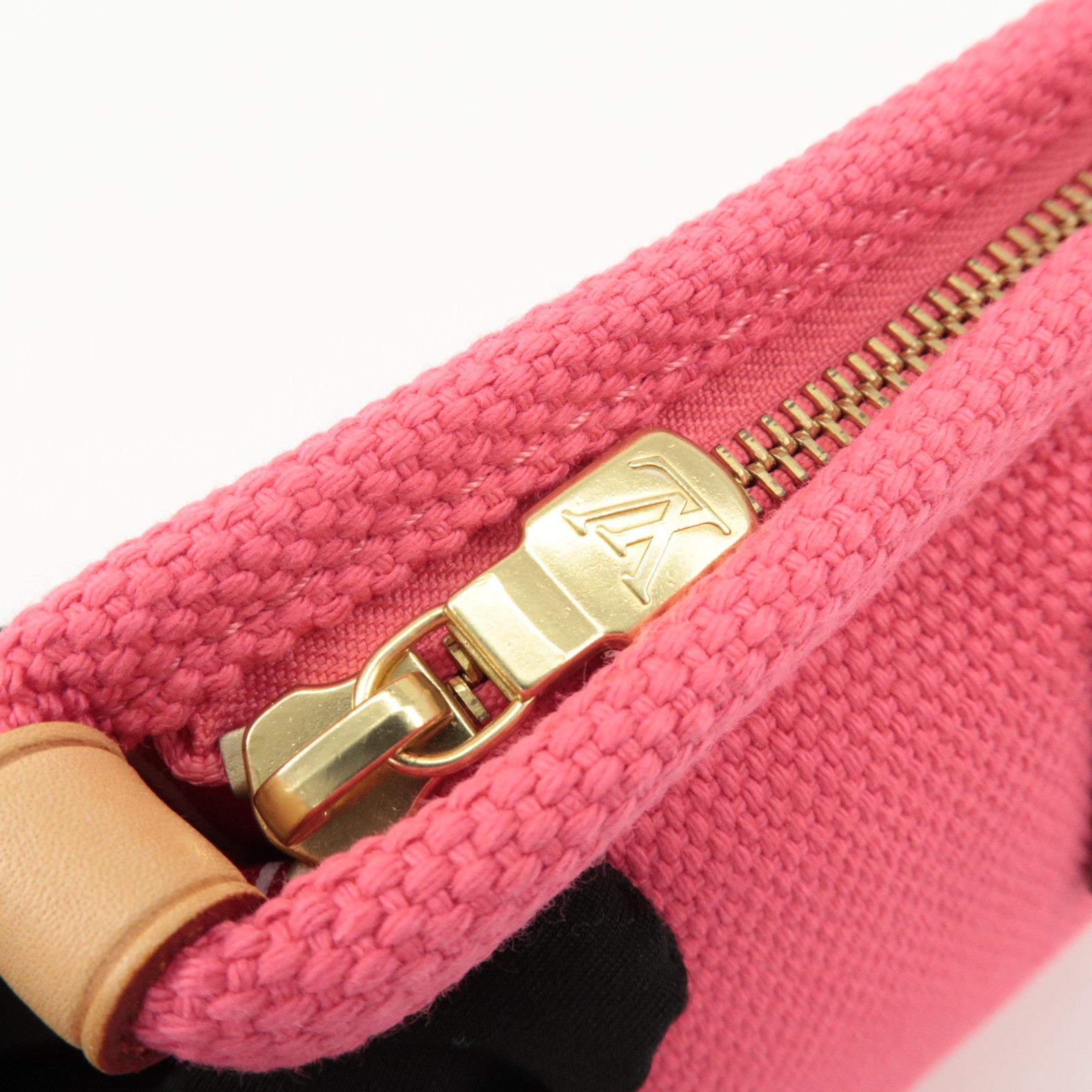 Louis Vuitton Antigua Canvas Leather Pochette Plat PM Pink M40068 Used