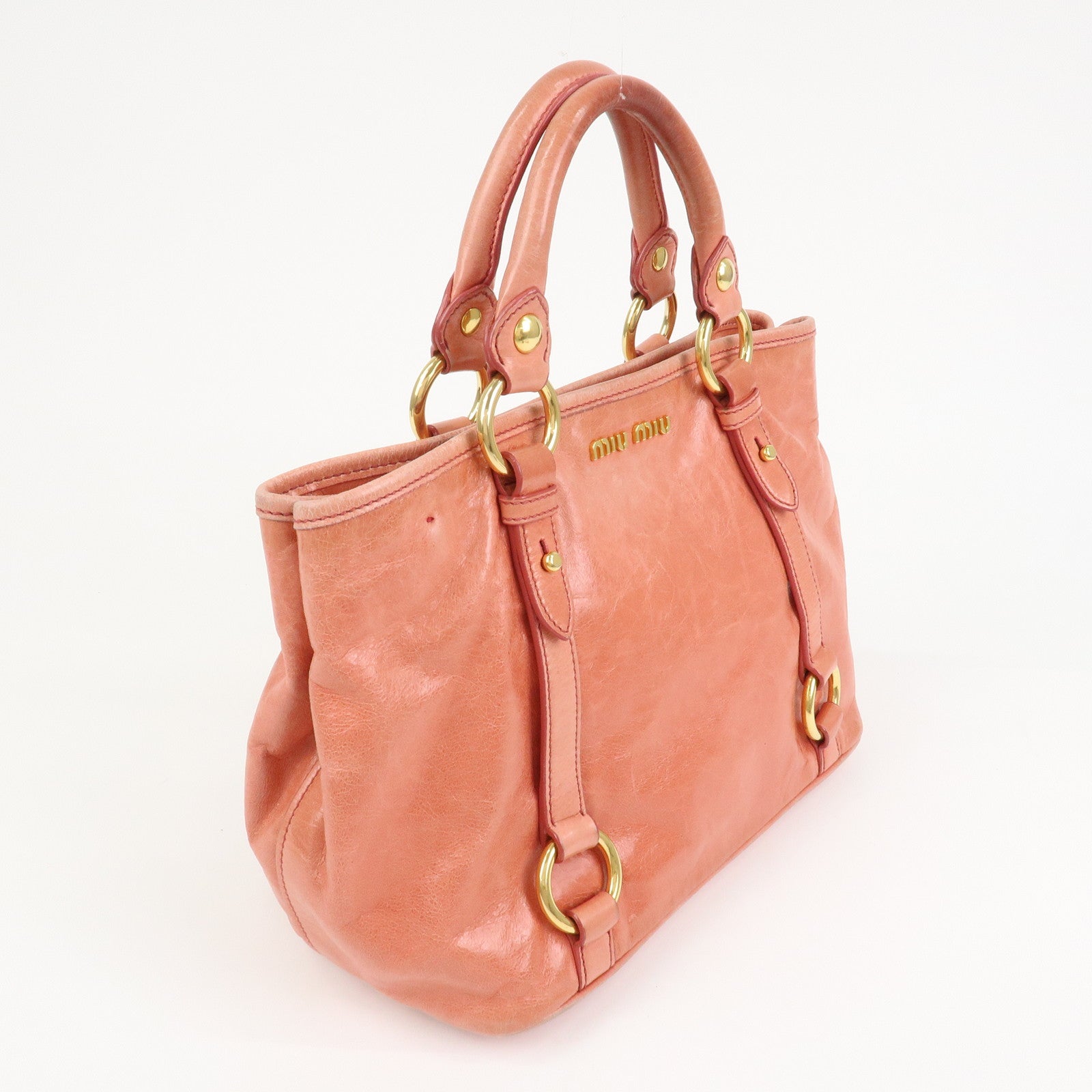 MIU MIU Leather 2Way Bag Hand Bag Shoulder Bag Crossbody Bag Pink