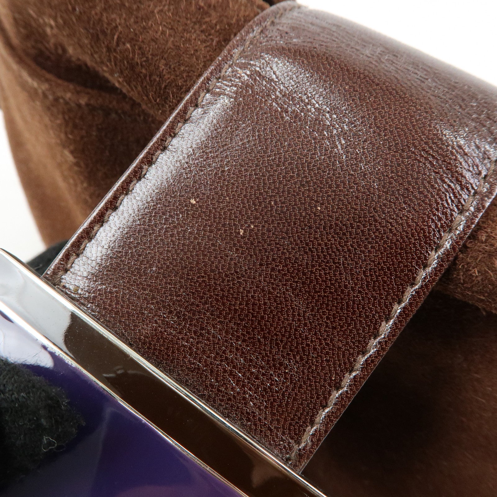 FENDI Suede Leather Shoulder Bag Hand Bag Brown 26568