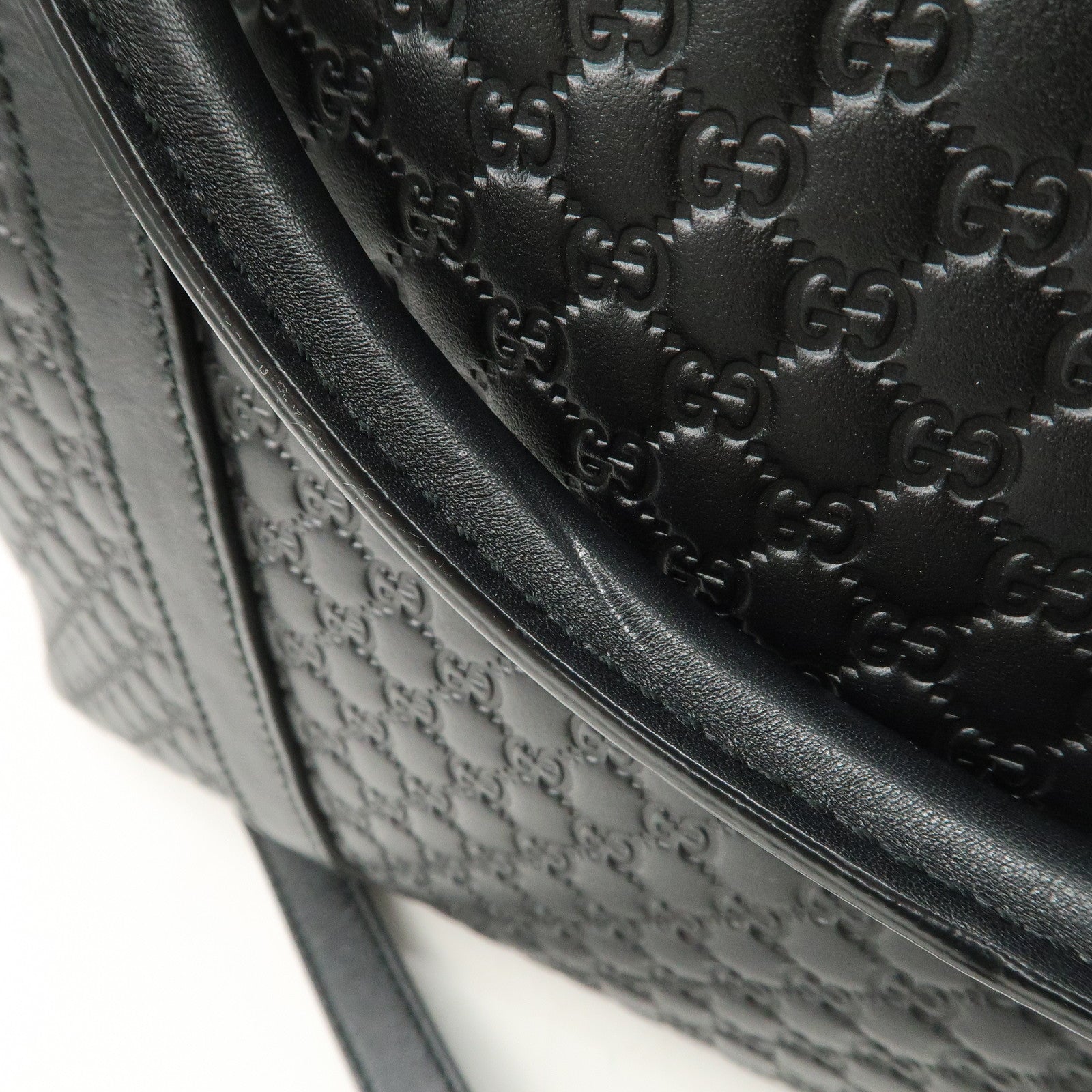 GUCCI Micro Guccissima Leather 2Way Bag Shoulder Bag Black 449658 Used