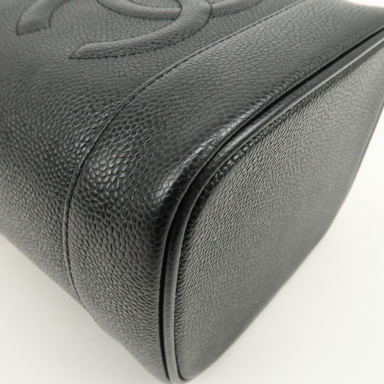 CHANEL COCO Mark Caviarskin Vanity Bag Hand Bag Black A01998