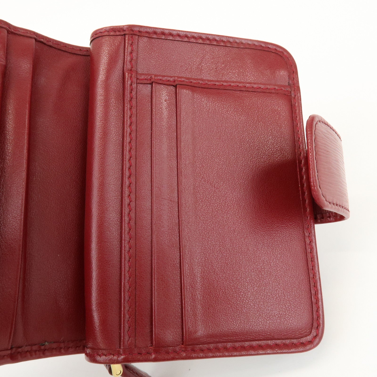 PRADA Vitello Move Leather Compact Bi-fold Wallet Red 1ML018