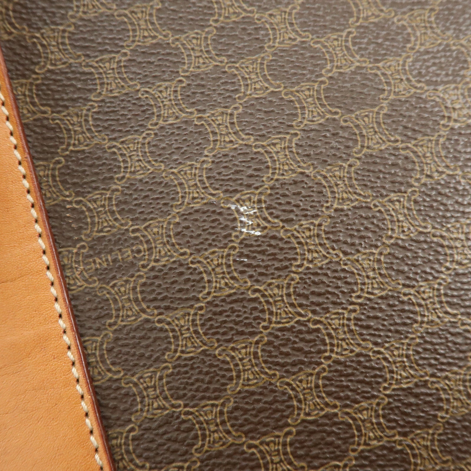 CELINE Macadam PVC Canvas Leather Tote Bag Shoulder Bag Brown