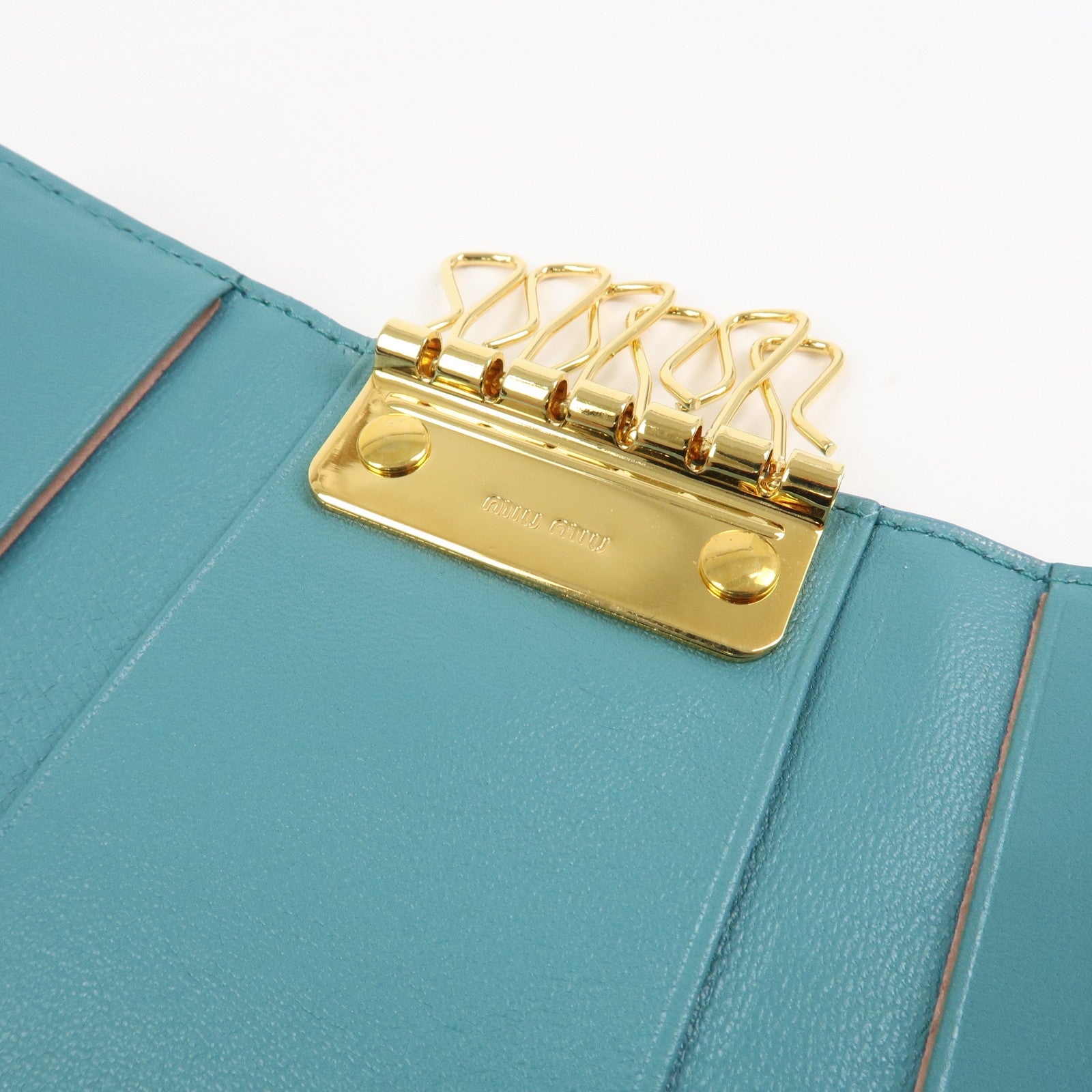 MIU MIU Matelasse Set of 3 Wallet Key Case Pink Beige Green