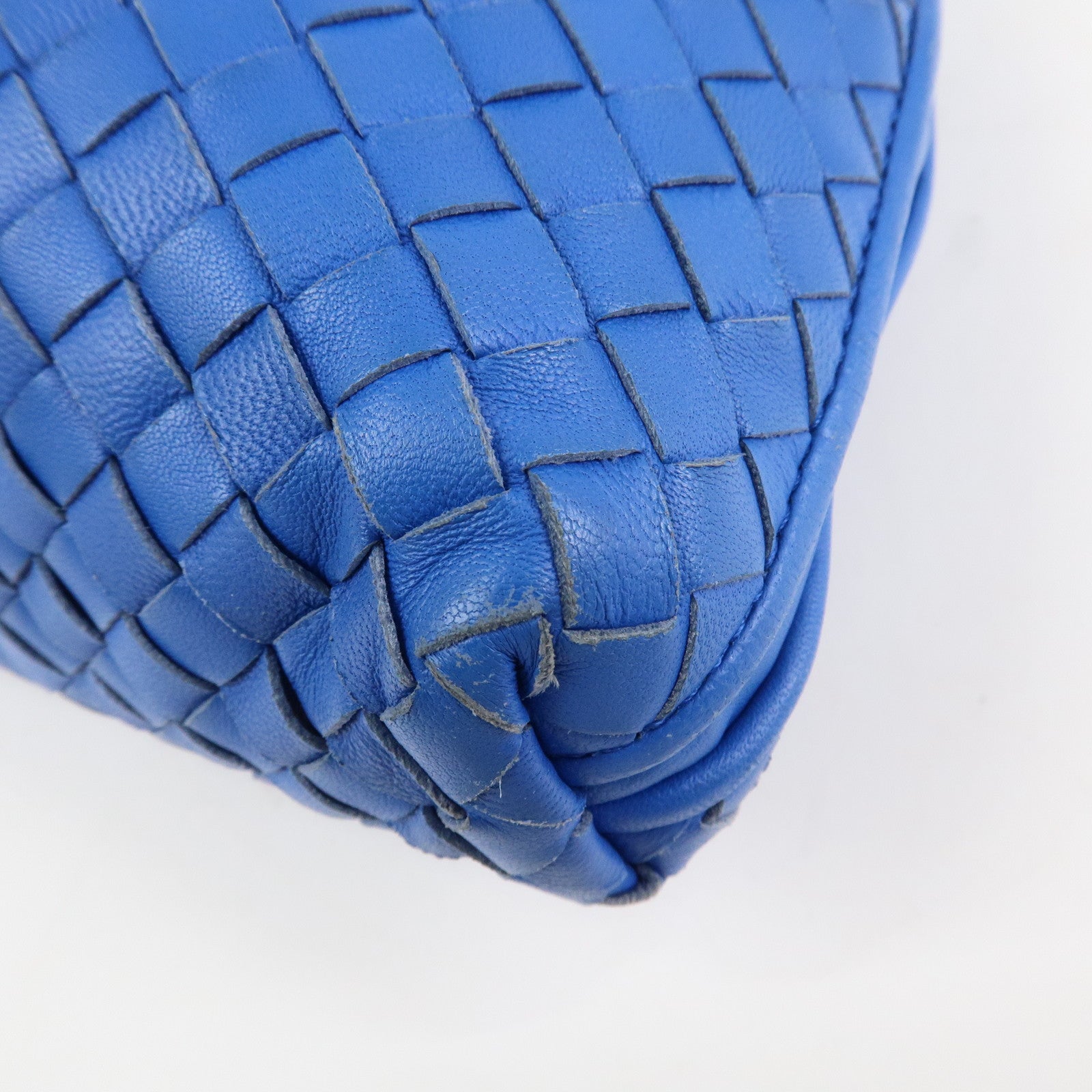 BOTTEGA VENETA Intrecciato Leather Shoulder Bag Blue
