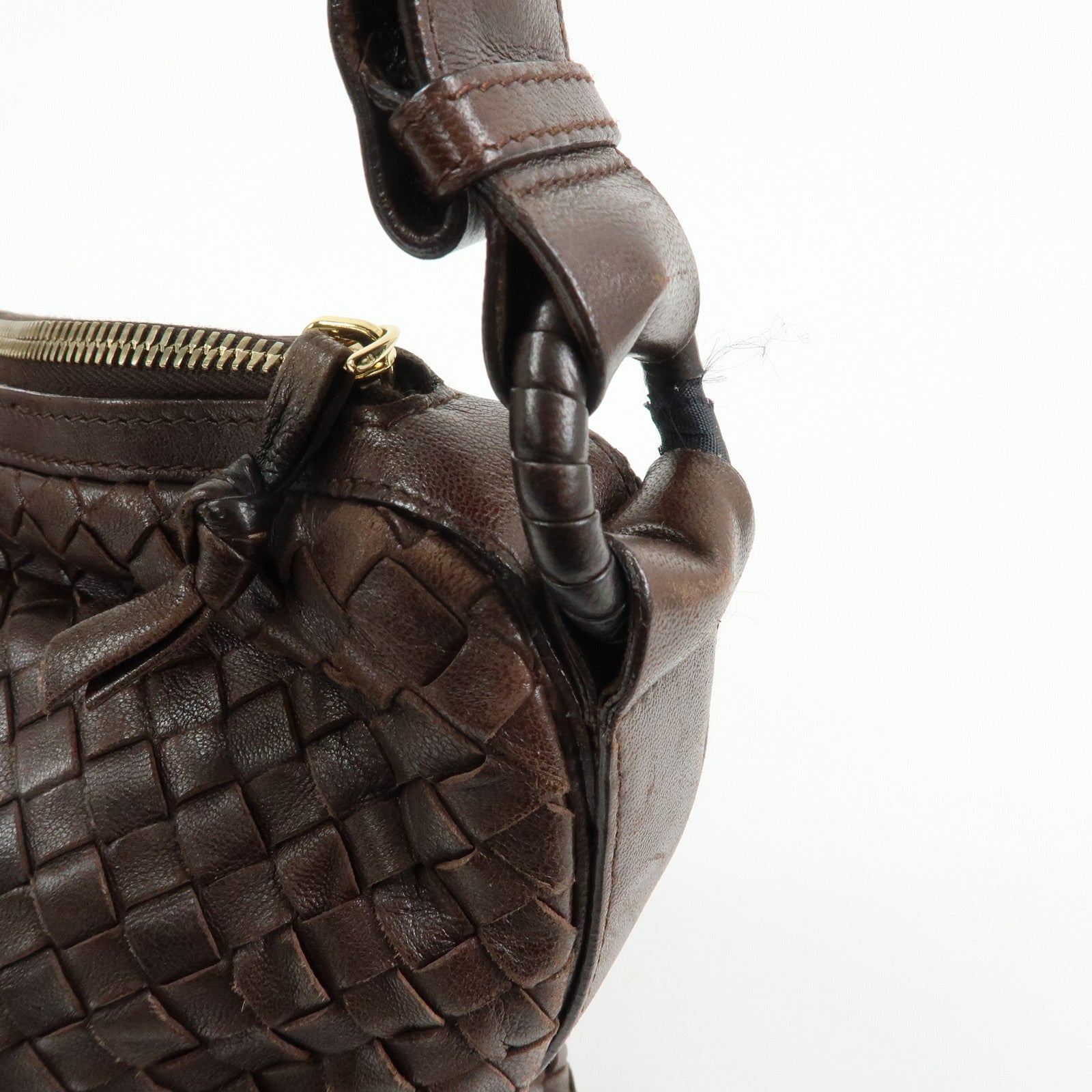 BOTTEGA VENETA Intrecciato Leather Shoulder Bag Brown 115658