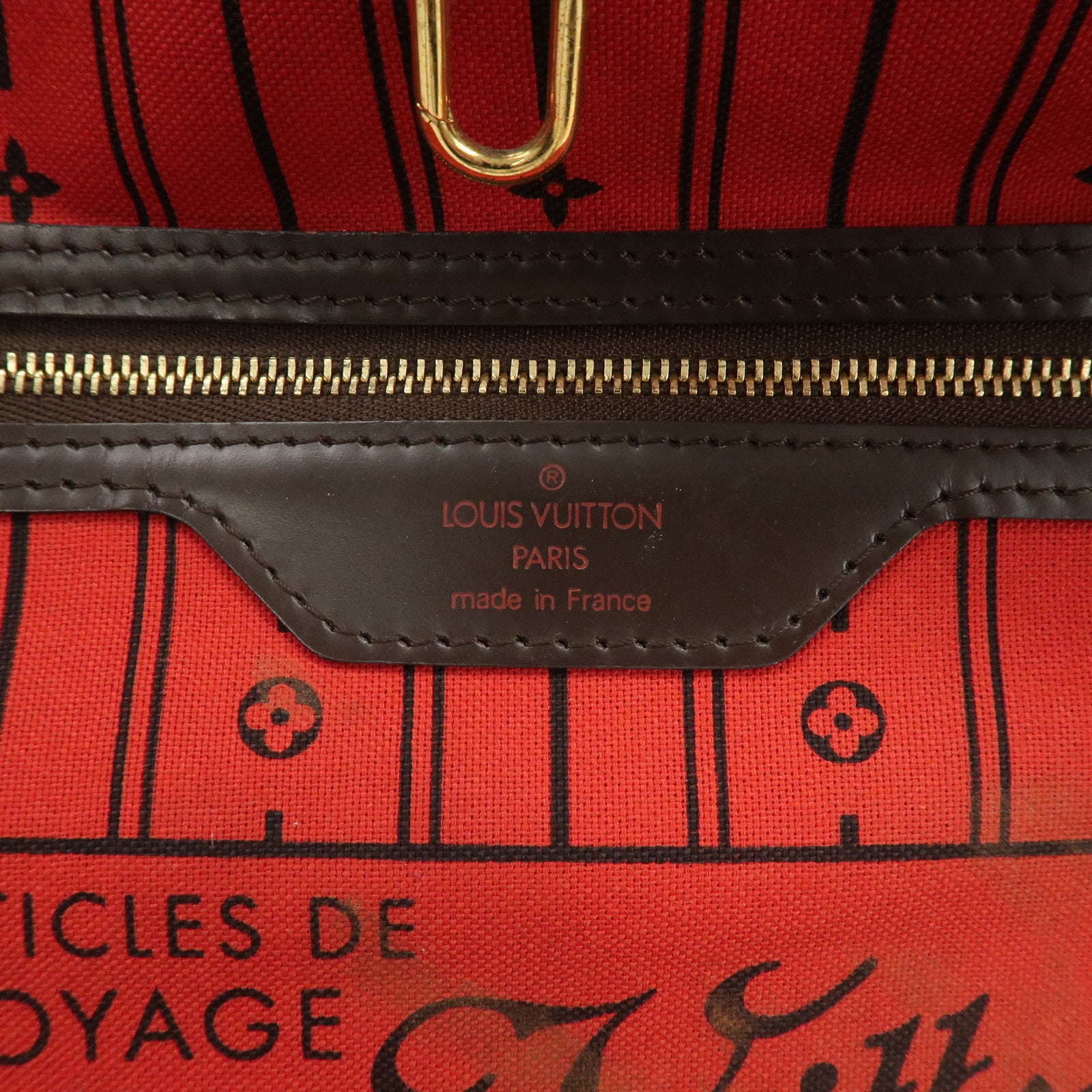 Louis Vuitton Damier Ebene Neverfull MM Tote Bag Cerise N41358