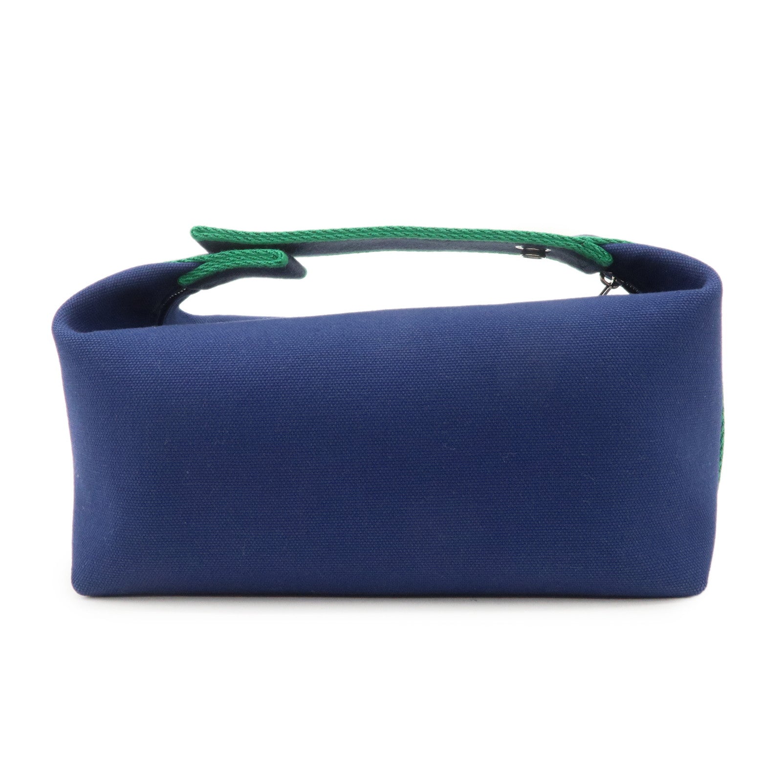 HERMES Canvas Bride A Brac PM Hand Bag Green Navy Used