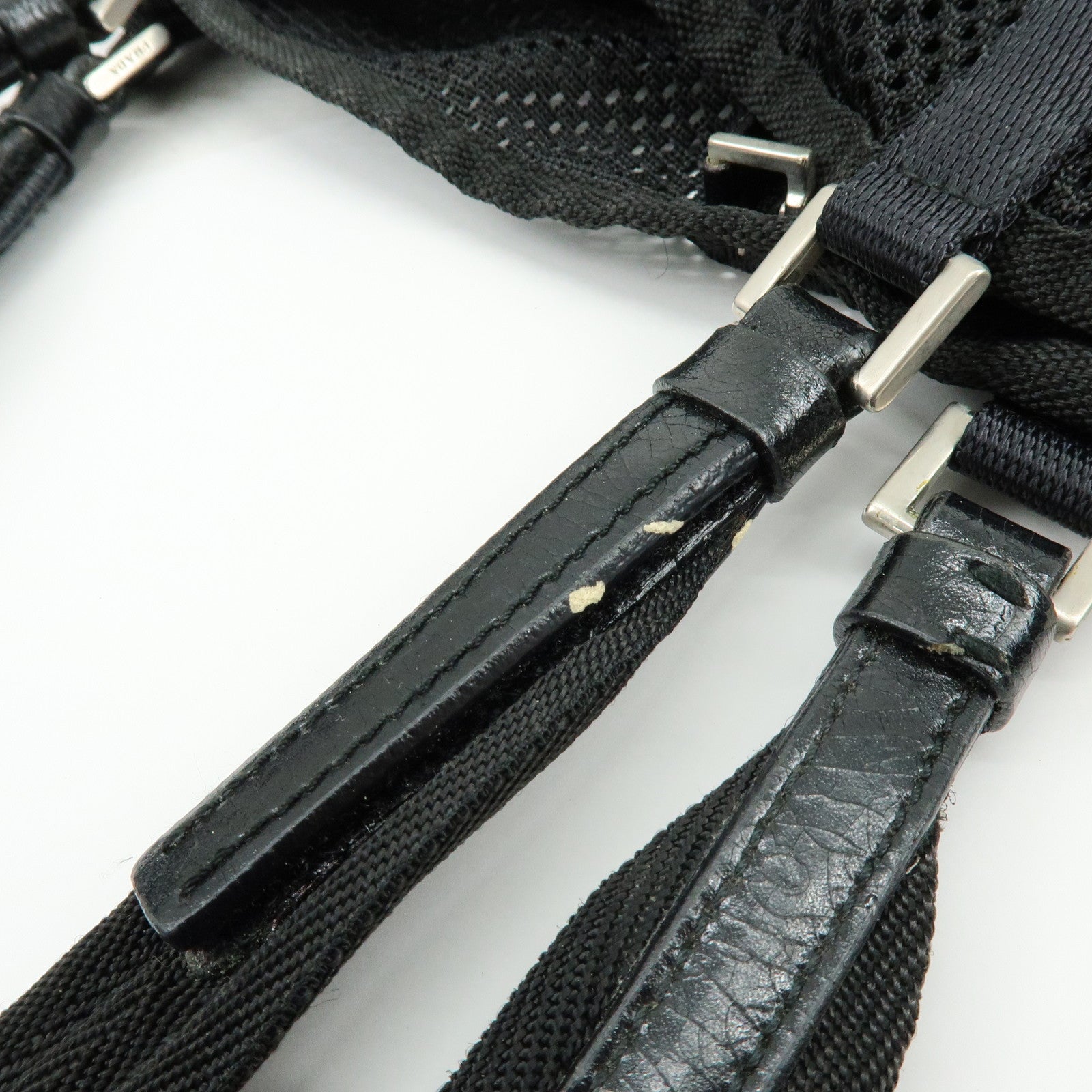 PRADA Mesh Leather Tote Bag Shoulder Bag Black