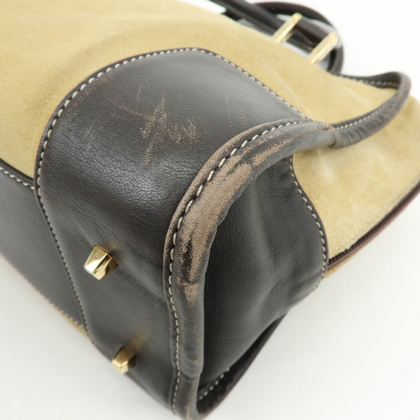 LOEWE Anagram Suede Leather Amazona 28 Hand Bag Brown