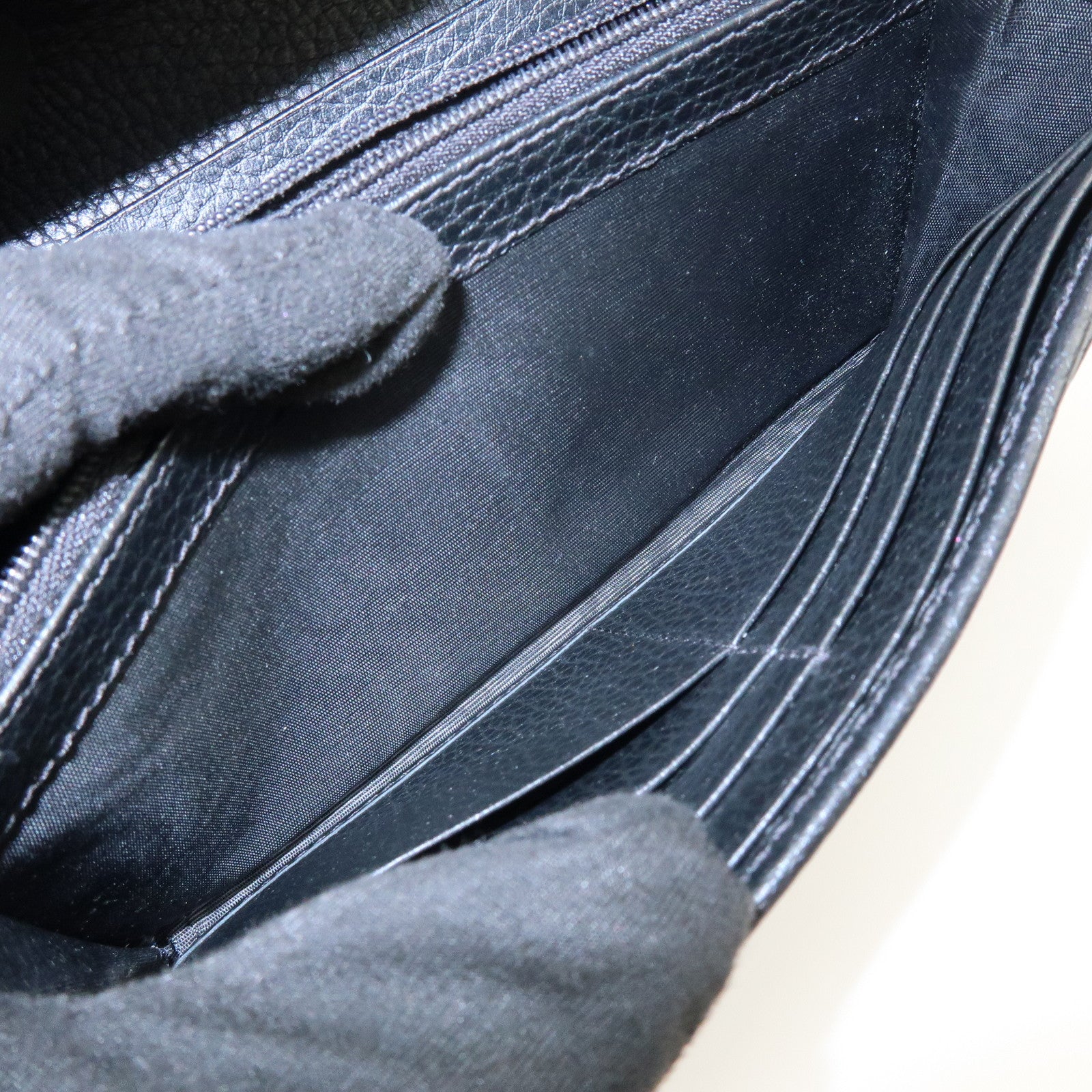 GUCCI GG Marmont Leather Long Wallet Black 456116