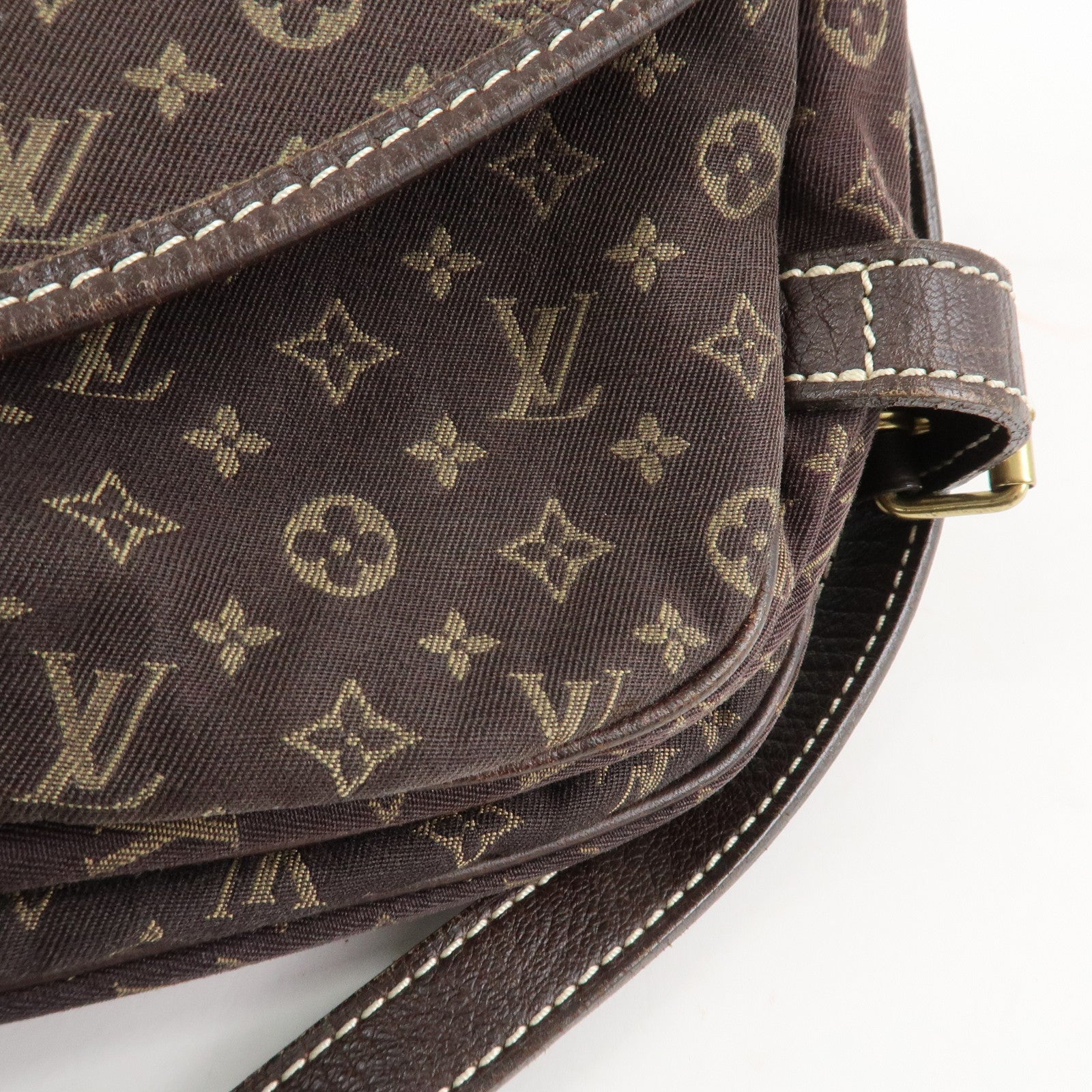Louis Vuitton Monogram Mini Lin Saumur 30 Shoulder Bag Brown M95227 Used