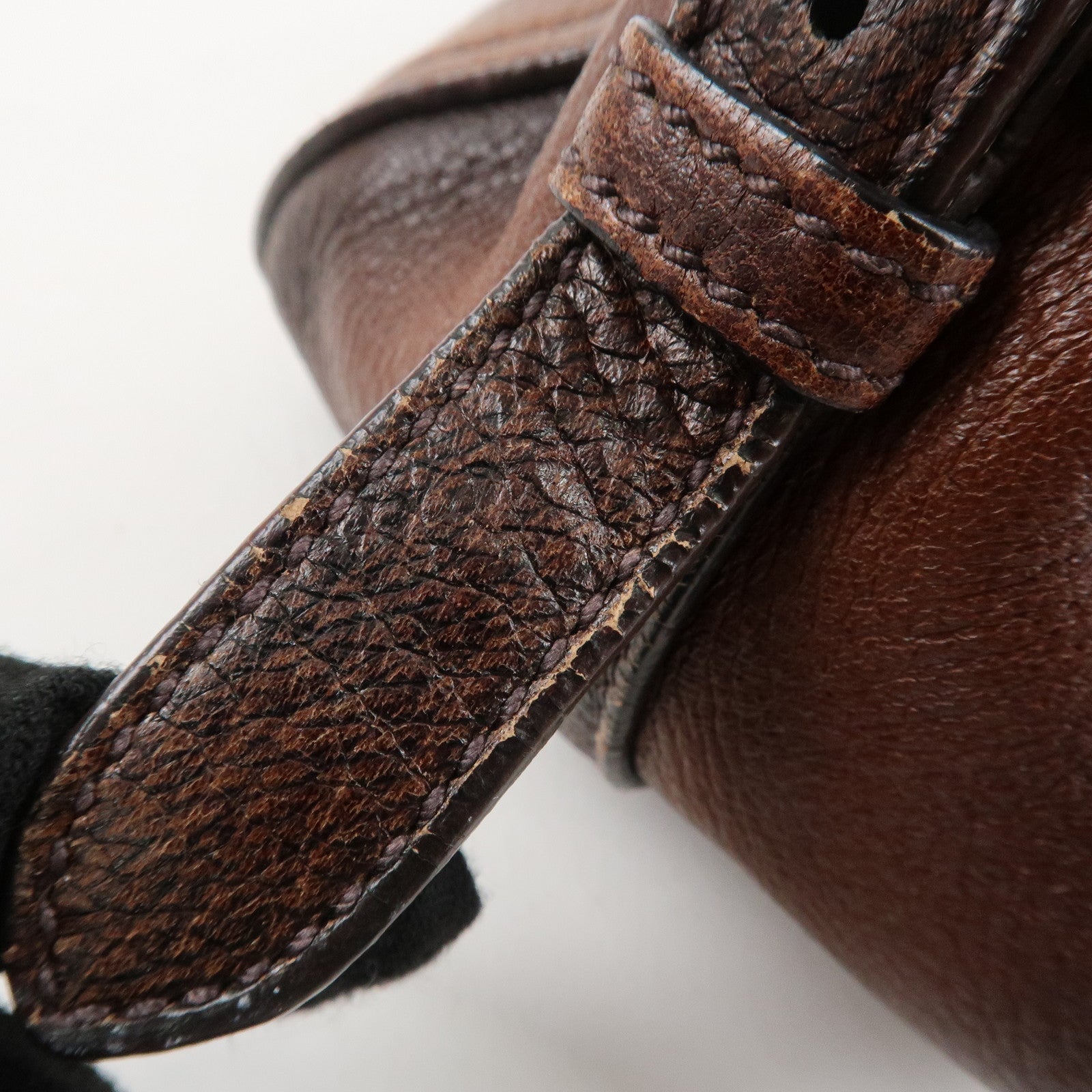 PRADA Logo Leather 2WAY Tote Bag Hand Bag Brown Gold Hardware Used