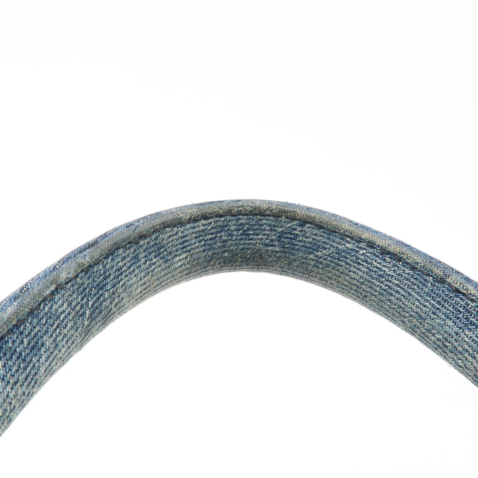 PRADA Canapa Mini Denim 2Way Hand Bag Tote Bag Navy 1BG439 Used