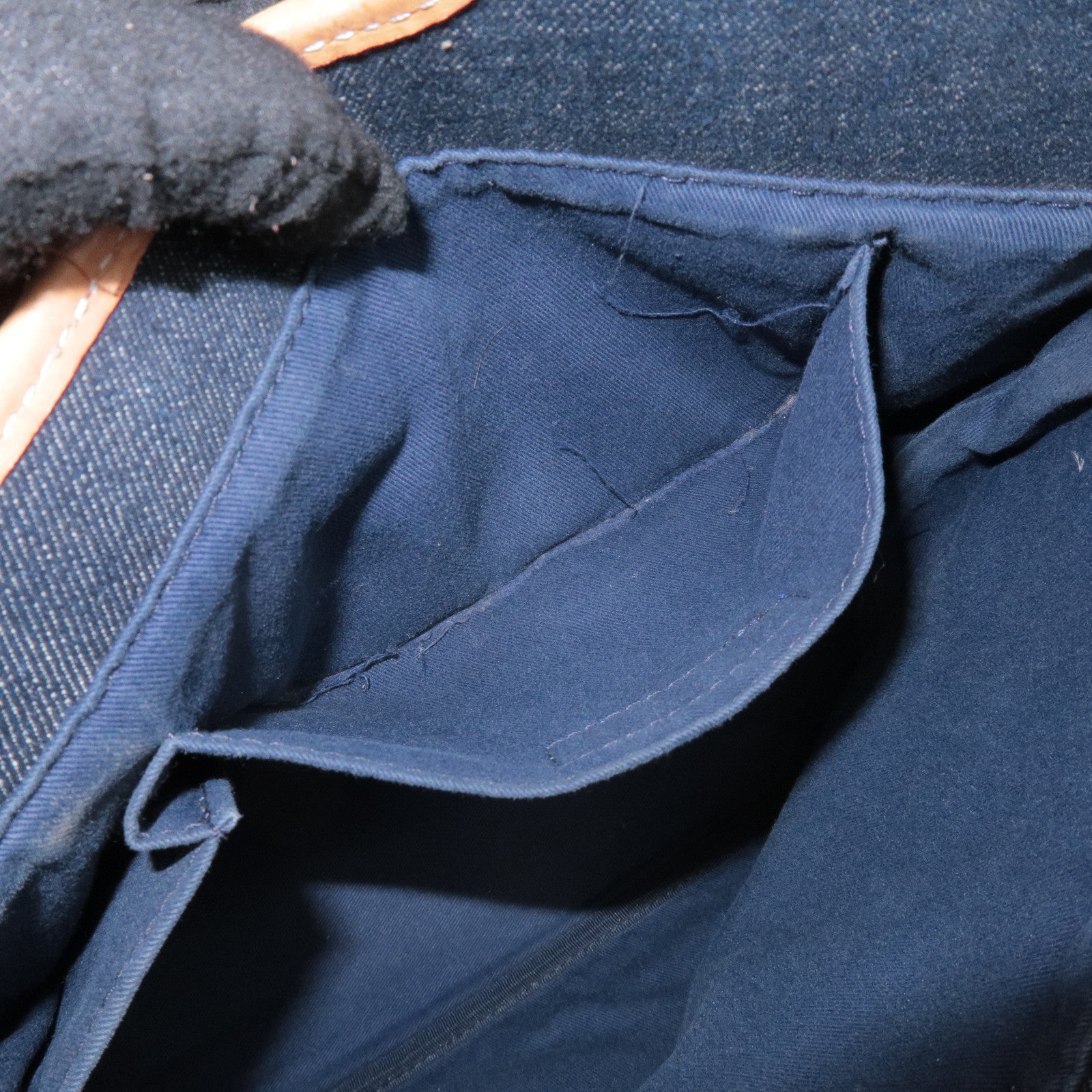 BURBERRY Blue Label Denim Leather Hand Bag Tote Bag Indigo Blue