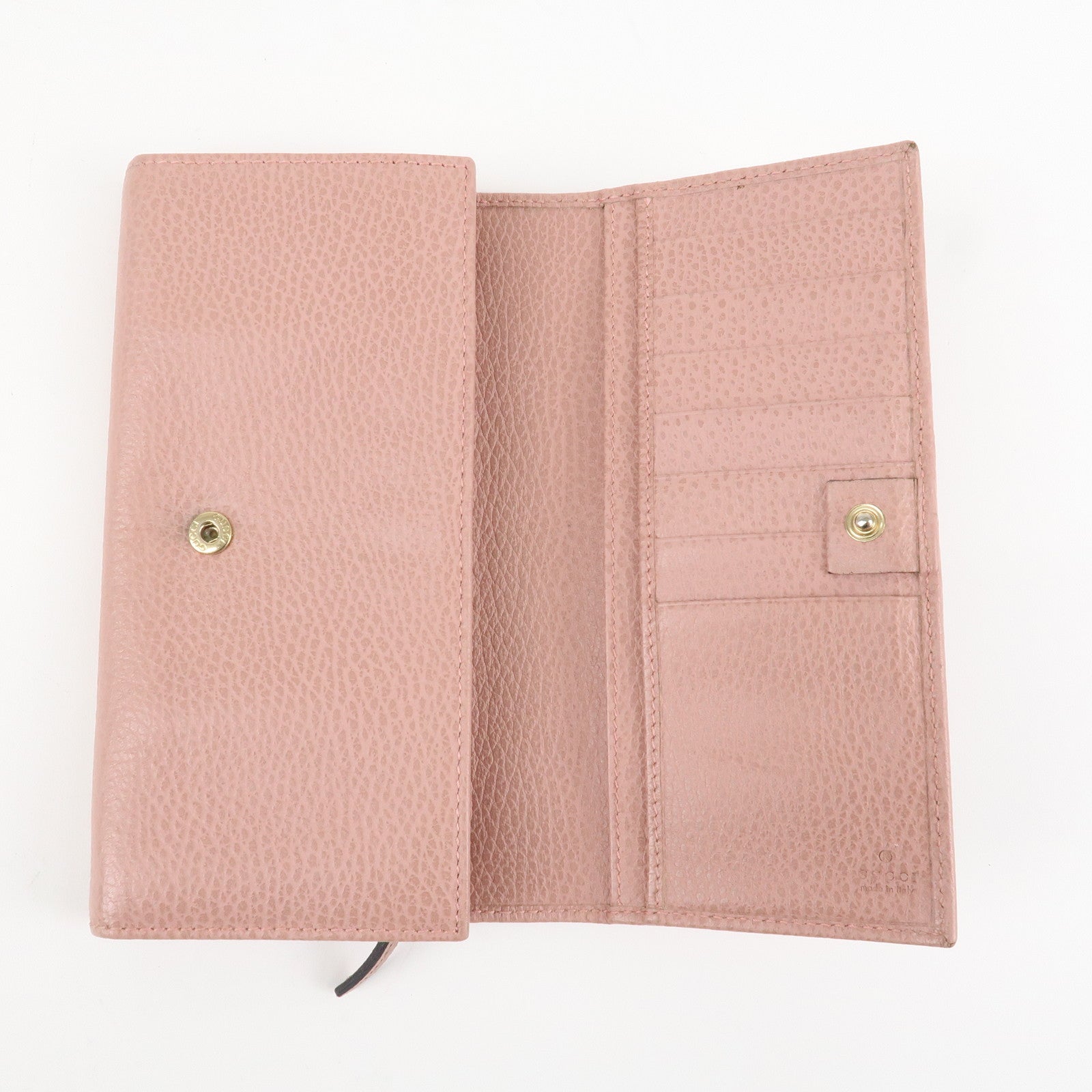 GUCCI Set of 3 Leather Long Wallet Round Zippy Wallet Bi-fold Wallet Dark Brown Pink Used