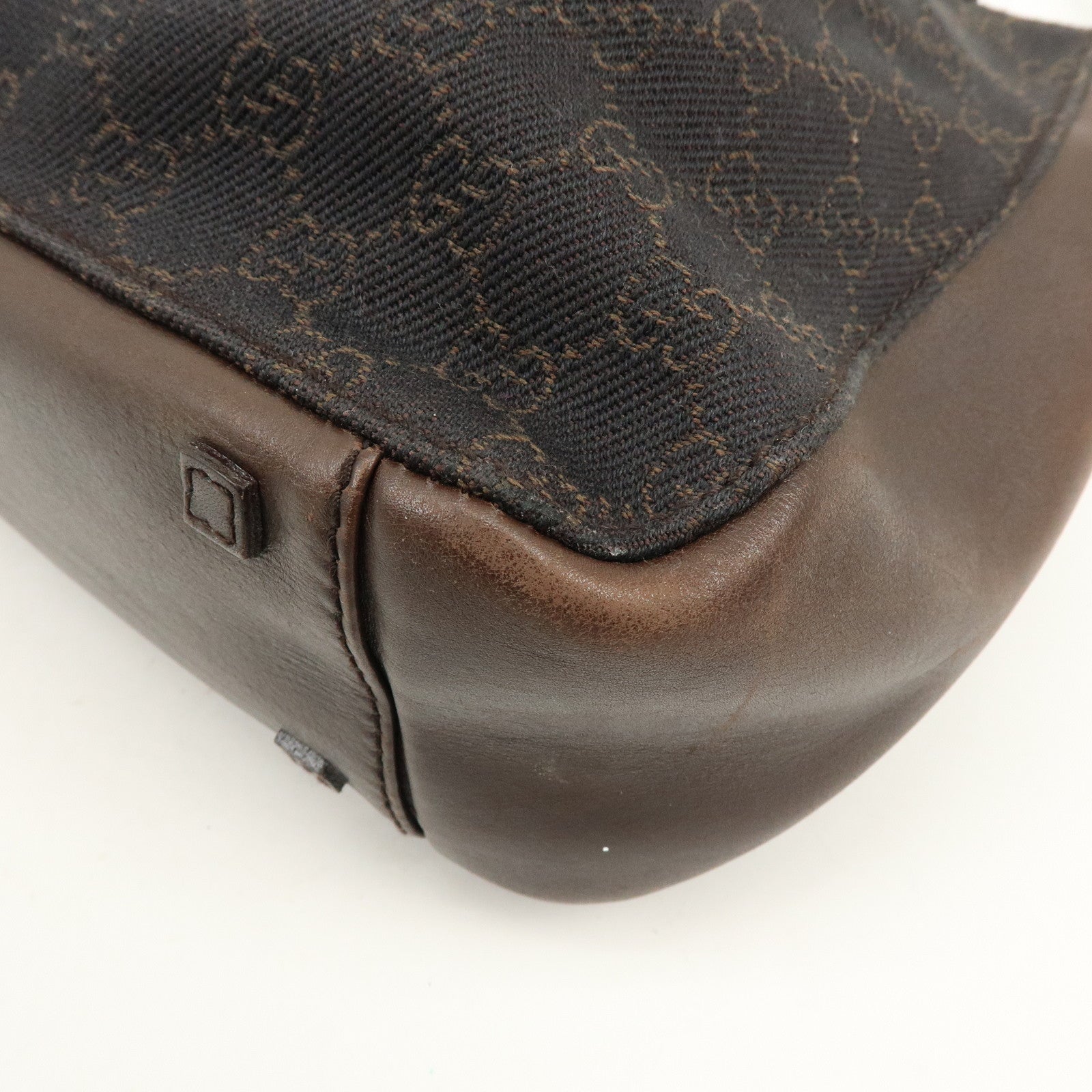 GUCCI GG Canvas Leather Shoulder Bag Tote Bag Brown 101919