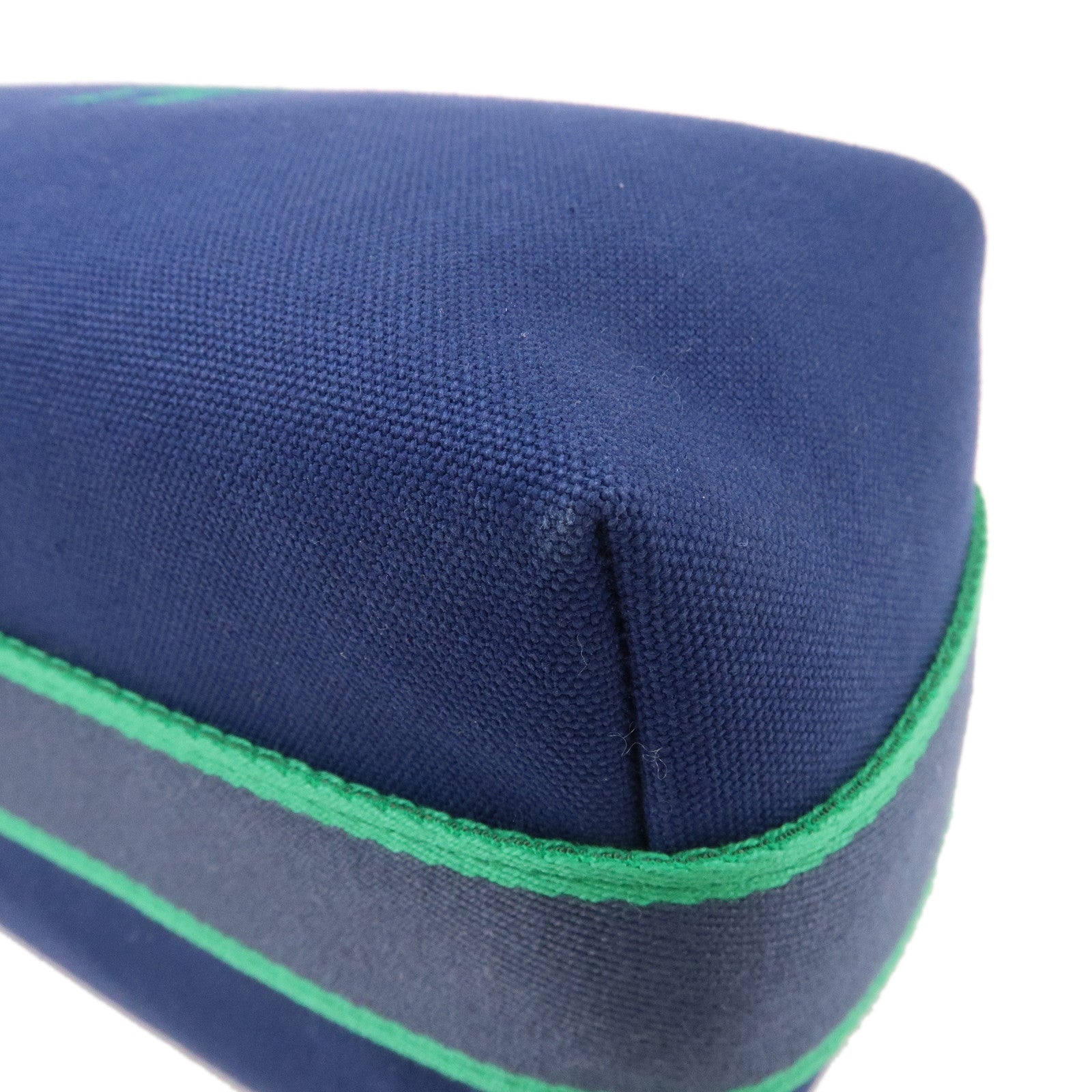 HERMES Canvas Bride A Brac PM Hand Bag Green Navy Used