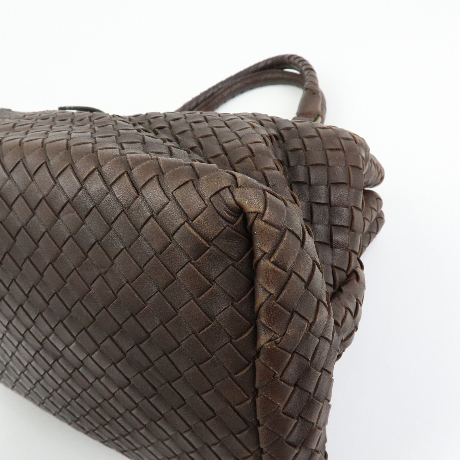 BOTTEGA VENETA Intrecciato Leather Tote Bag Hand Bag Brown